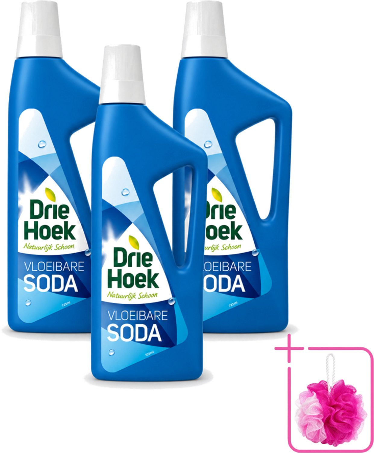 3 x Driehoek – Vloeibare Soda – 725 ml - Bulkverpakking - Vloeibare soda - Douchemop - Schoonmaakmiddel