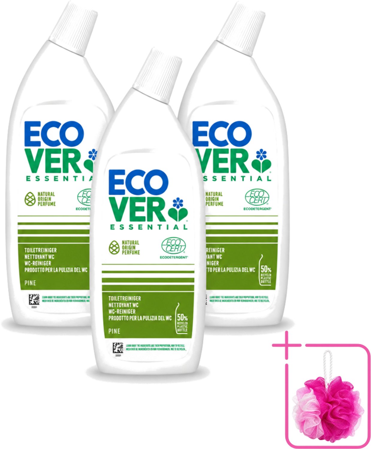 3 x Ecover - Toiletreiniger Essential - Dennenfris - 750 ml - Bulkverpakking - Toiletreiniger - Douchemop - Natuurlijke reiniging