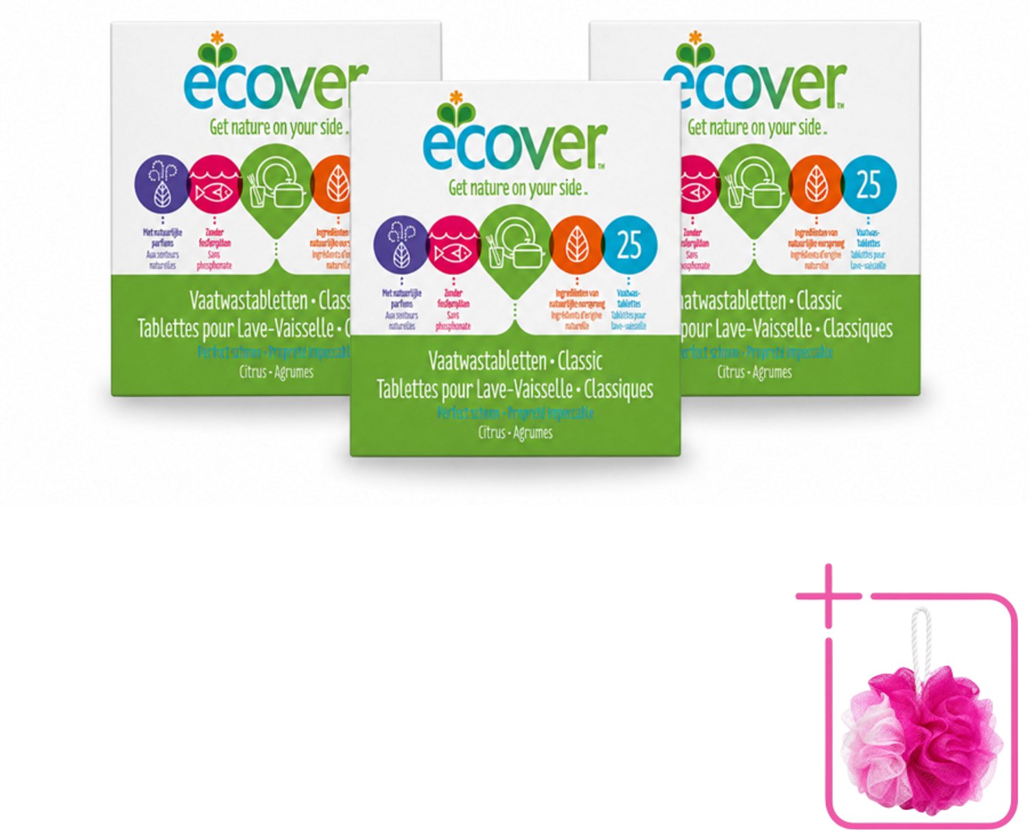 3 x Ecover - Vaatwastabletten Classic - 25 Tabs - Bulkverpakking - Vaatwasmiddel - Vaatwastablet