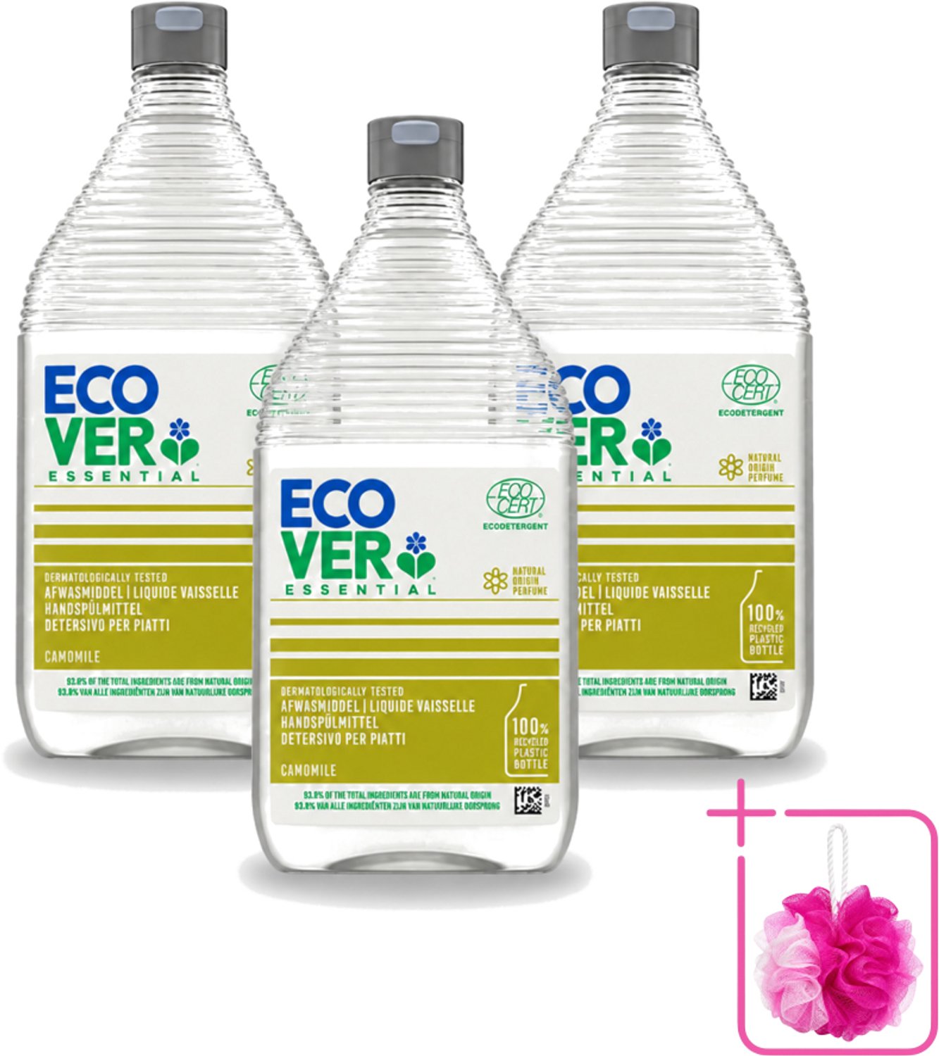 3 x Ecover - Afwasmiddel Essential - Kamille - 950 ml - Bulkverpakking - Afwasmiddel kamille - Plantaardig afwasmiddel