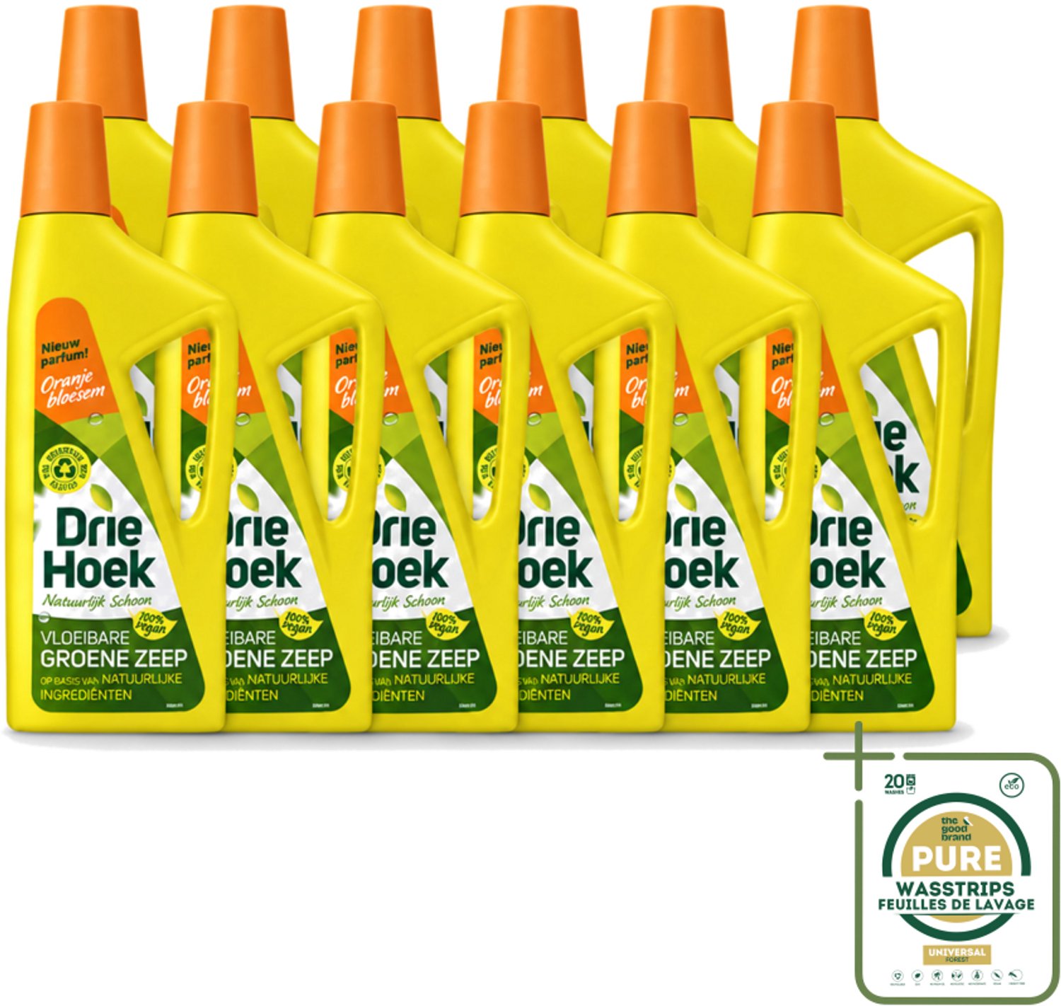 12 x Driehoek – Vloeibare Zeep – Oranjebloesem – 725 ml - Wasstrips - Vloeibare Zeep - Natuurlijke Schoonmaak - Textiel Reinigen - Meubel Reinigen - Vloer Reinigen