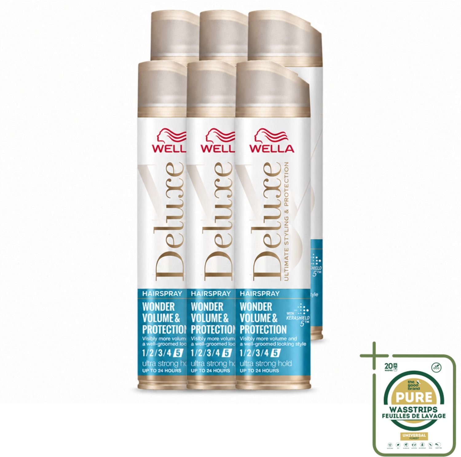 6 x Wella – Deluxe Volume & Protection – Haarspray – 250 ml - Wasstrips - Haarspray - Volume - Bescherming - UV Bescherming - Anti-pluis