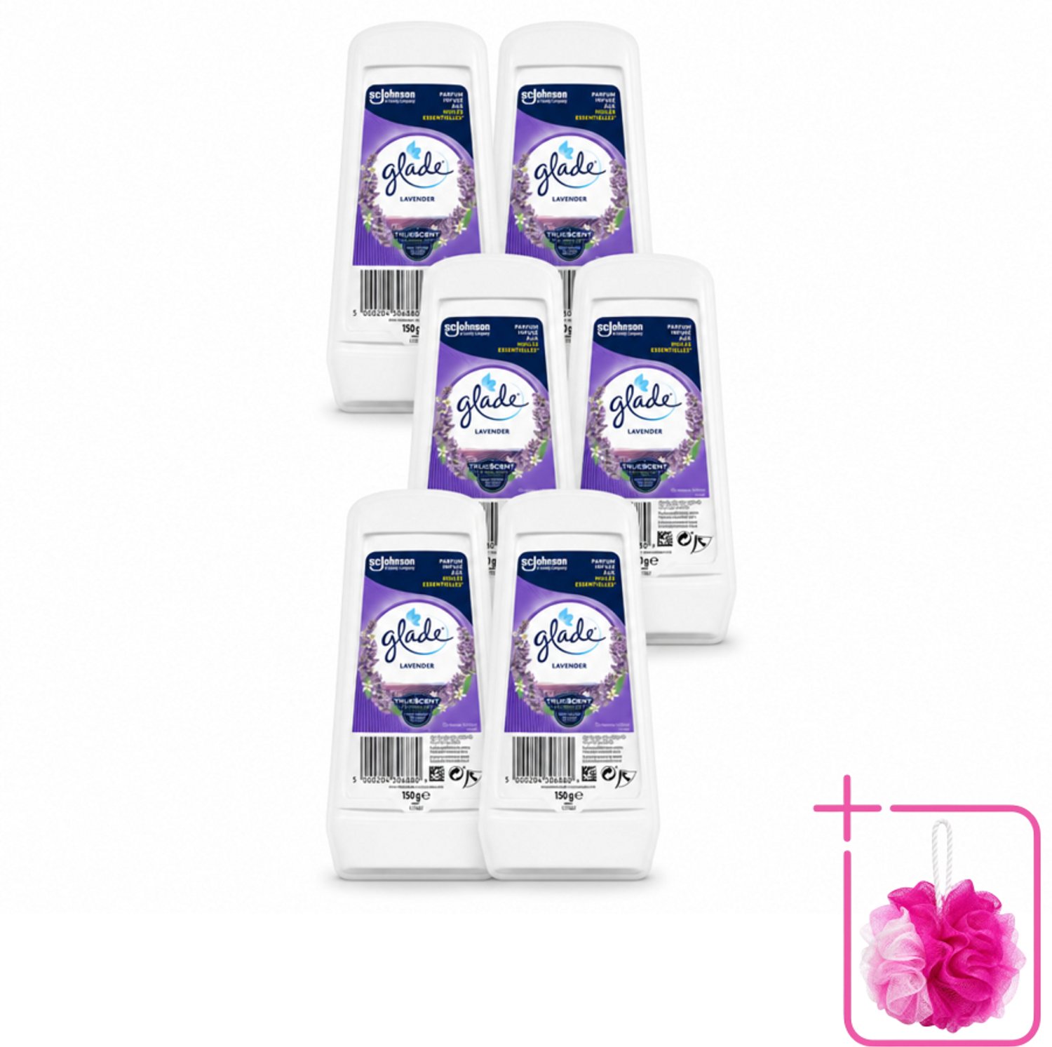 6 x Glade - Gel - Tranquil Lavender & Aloë - 150 g - Bulkverpakking - Luchtverfrisser - Geur