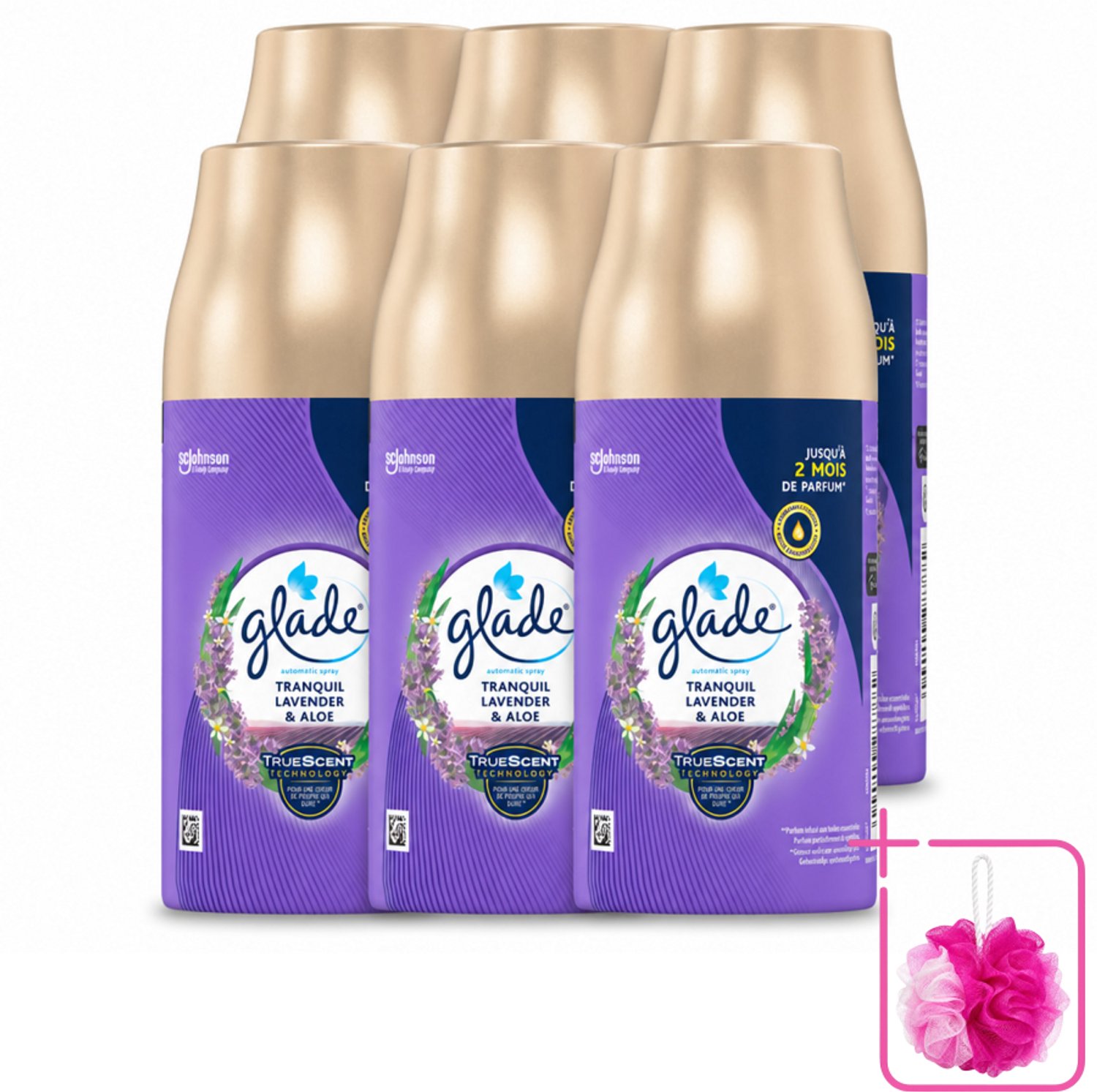 6 x Glade - Automatische Spray - Tranquil Lavender & Aloë - 269 g - Bulkverpakking - Lavendel - Douchemop - Aloe Vera