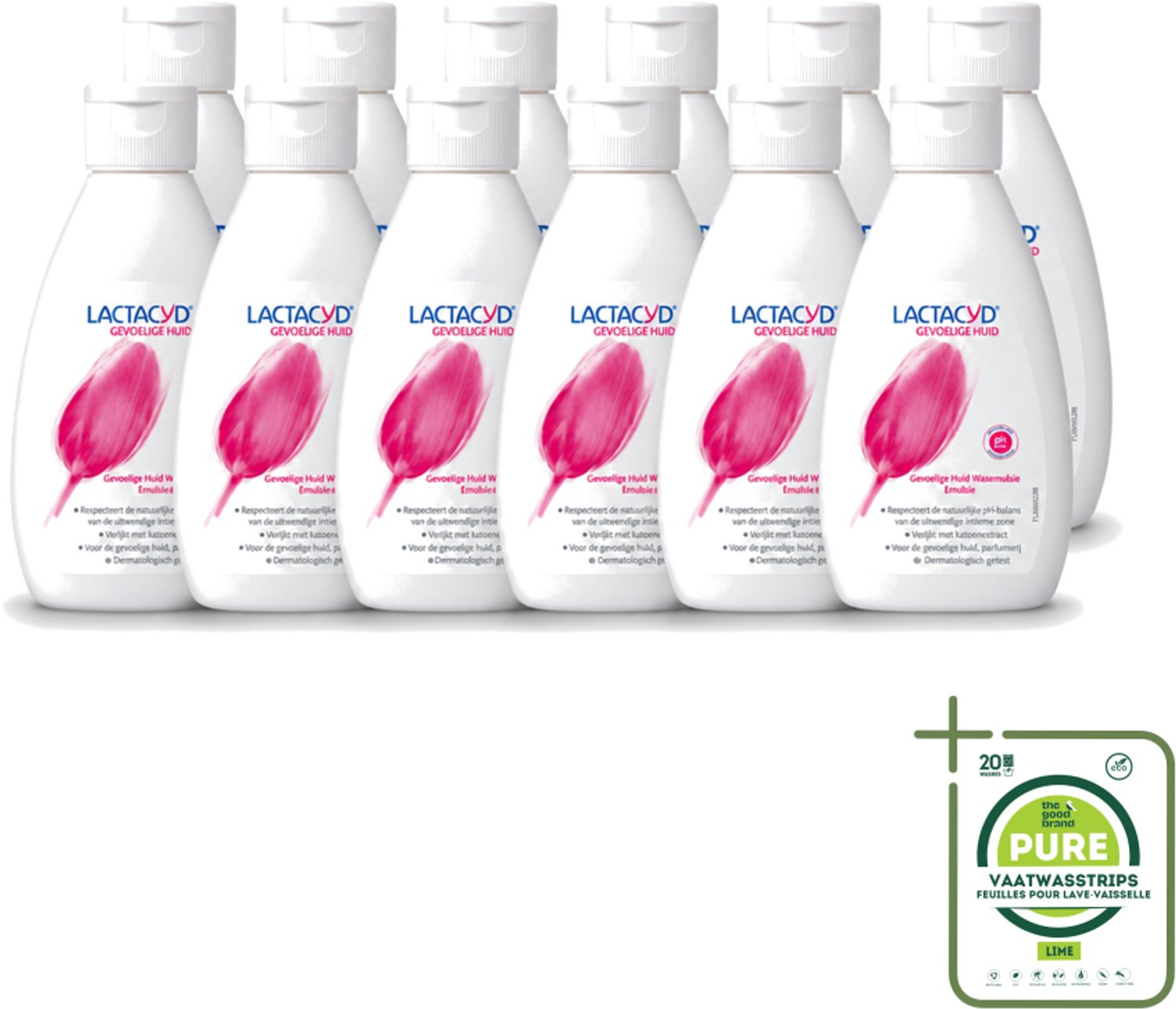12 x Lactacyd – Sensitive – Extra Mild – 200 ml - Grootverpakking - Gevoelige Huid Verzorging - Intieme Wasemulsie - Melkzuur - Katoenextract - PH-vriendelijk