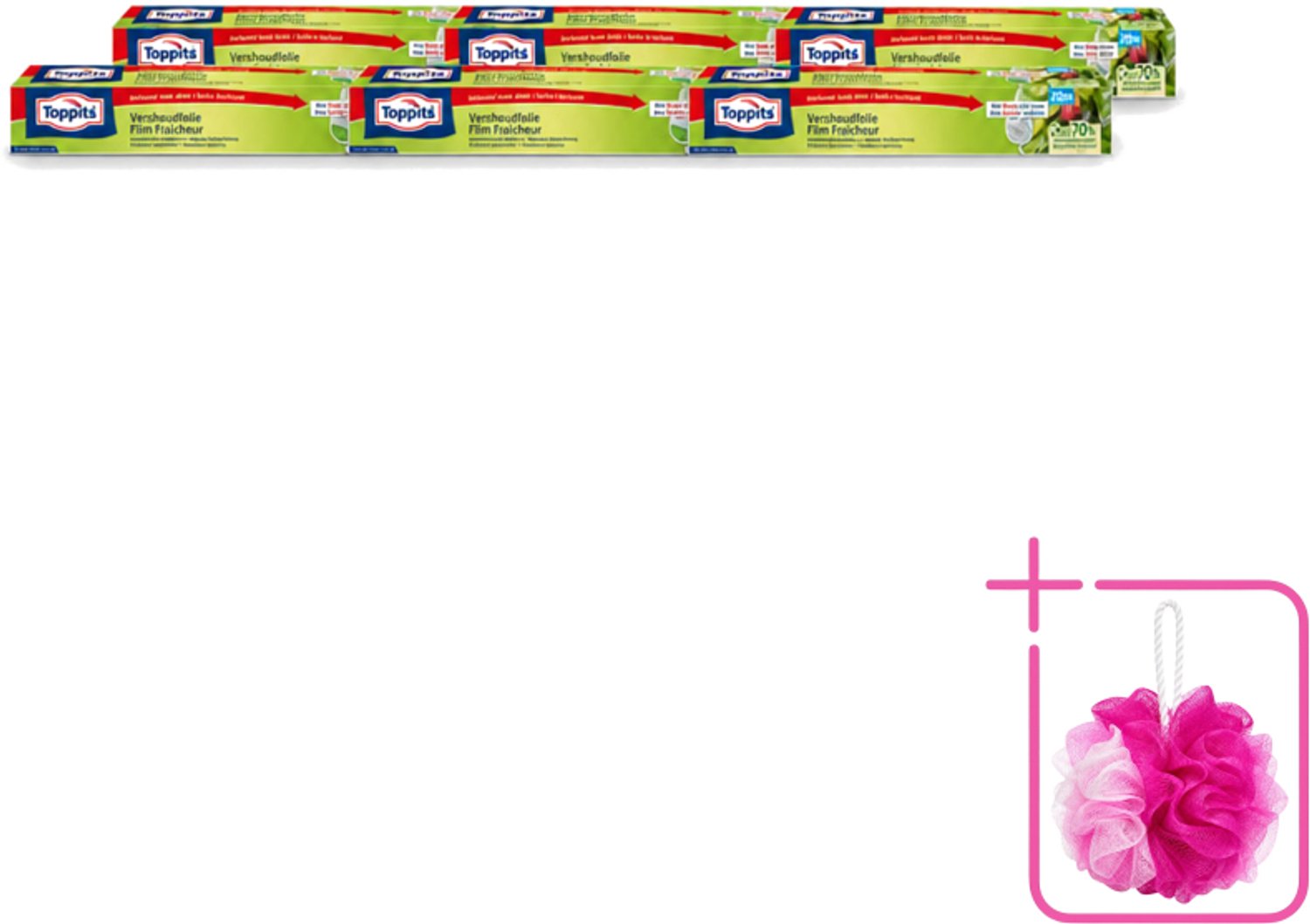 6 x Toppits – Vershoudfolie – 32,5 cm × 20 m - Bulkverpakking - Vershoudfolie - Douchemop - Eetvoedingsproducten