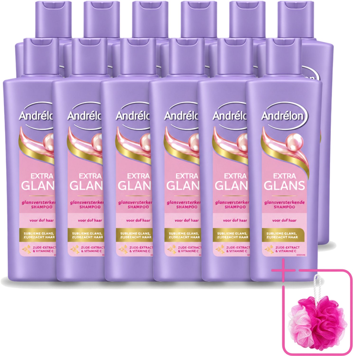 12 x Andrélon – Shampoo – Extra Glans – 250 ml - Bulkverpakking - Glans haar - Douchemop - Stralend haar