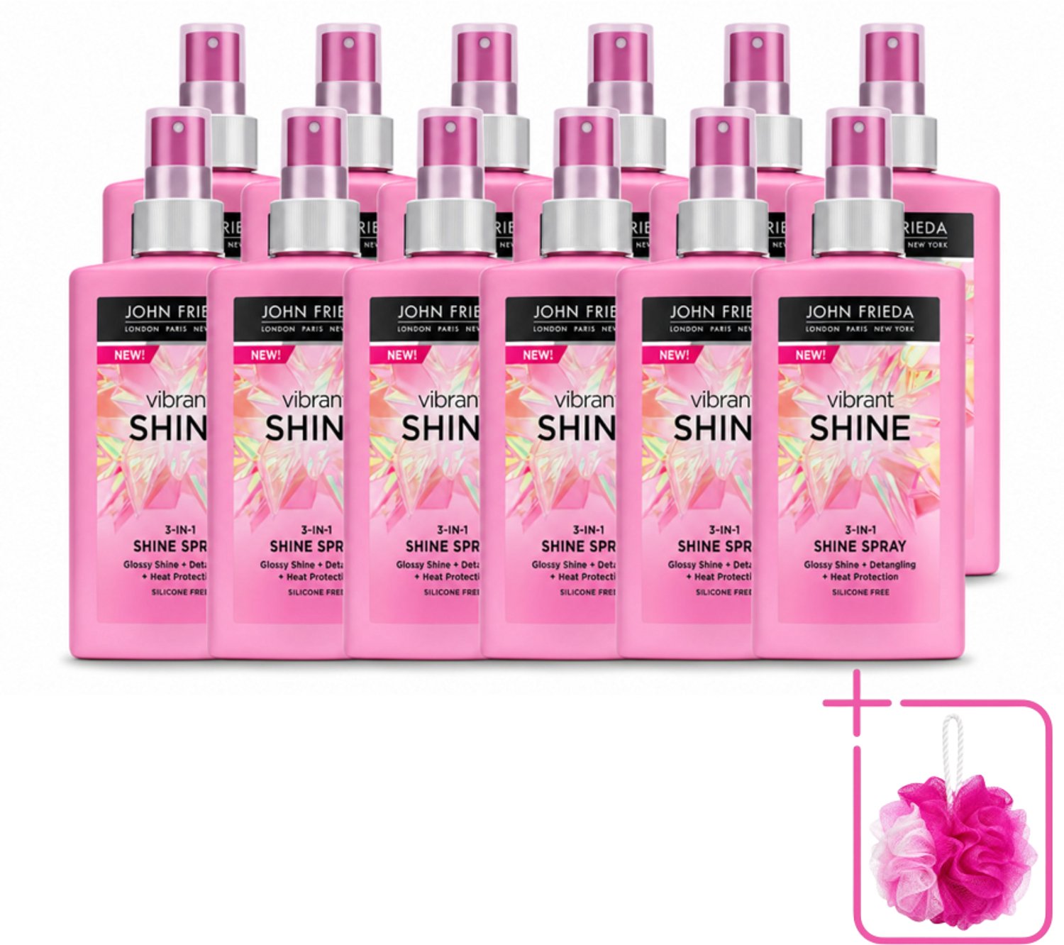 12 x John Frieda – Haarspray – Vibrant Shine Colour 3-in-1 Shine Spray – Glansversterkend – 150 ml - Bulkverpakking - Glans spray - Haarkleur