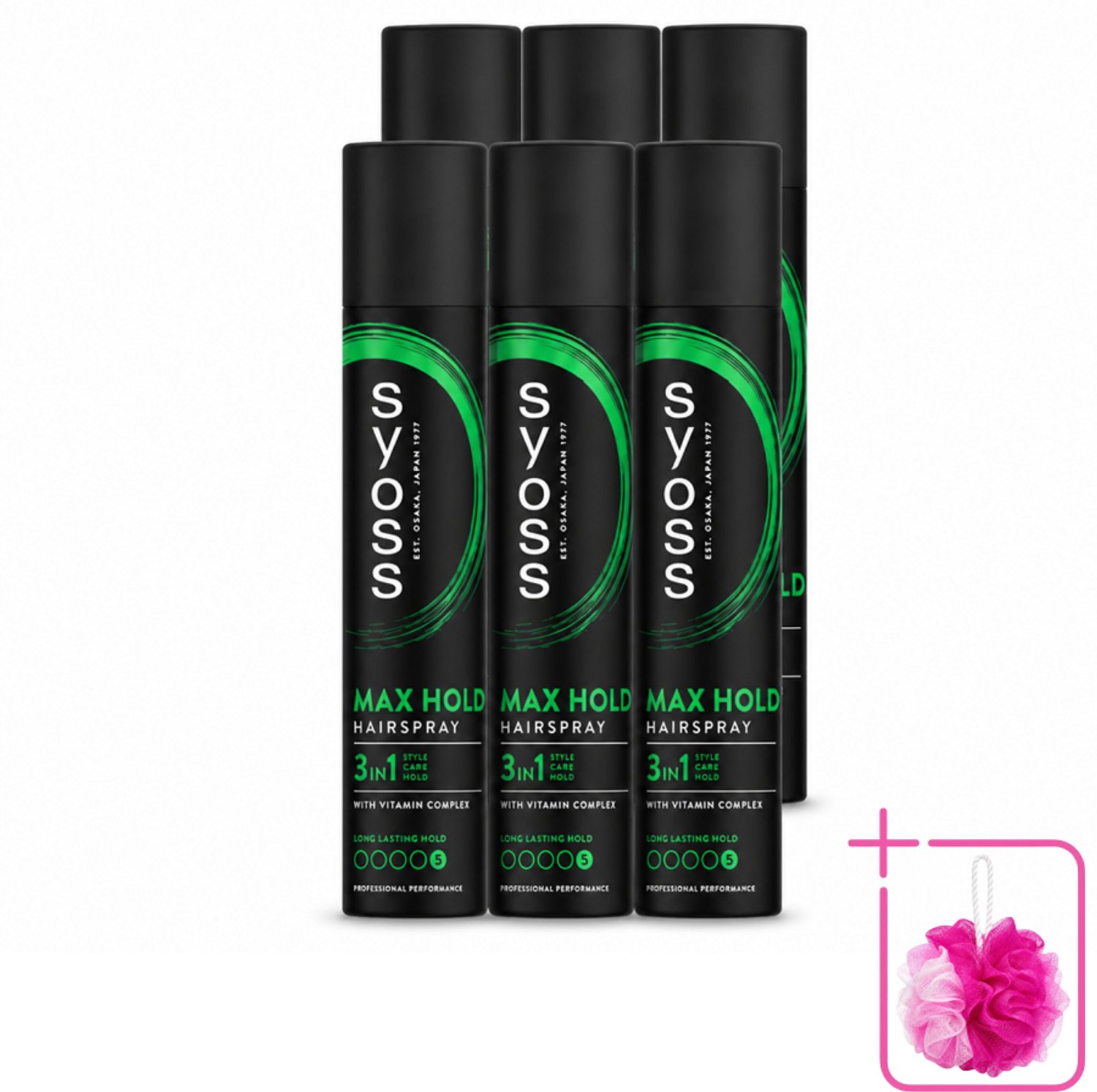 6 x Syoss - Max Hold - Haarspray - 300 ml - Bulkverpakking - Haarspray - Douchemop - Fixatie