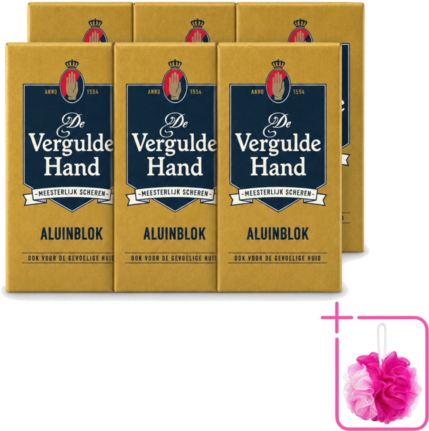 6 x Vergulde Hand - Aluinblok - 75gr - Bulkverpakking - Aluminiumblok - Douchemop - Scheerwondje