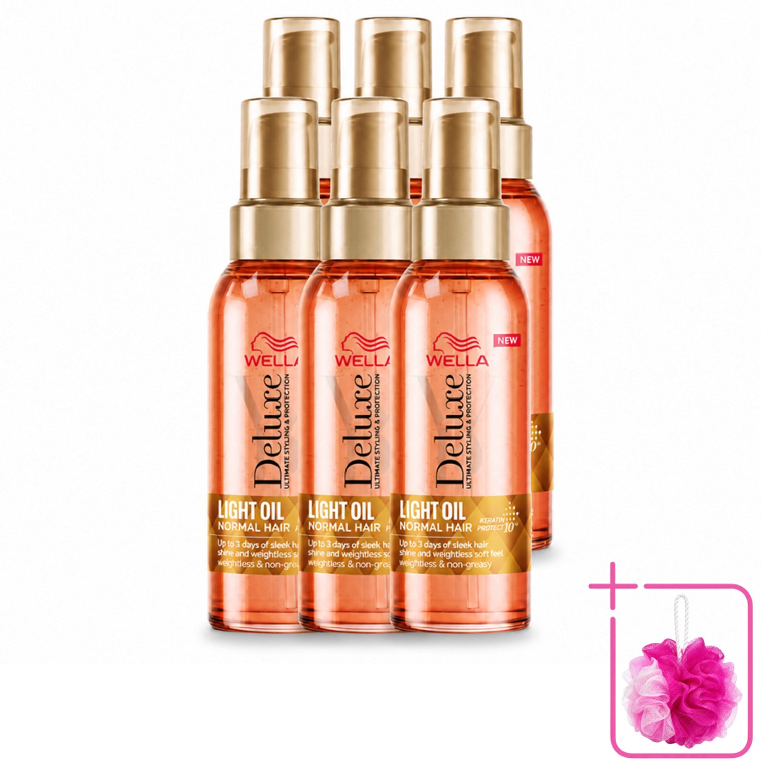 6 x Wella – Deluxe Oil Light – Haarolie – 100 ml - Bulkverpakking - Haarolie - Douchemop - Glans