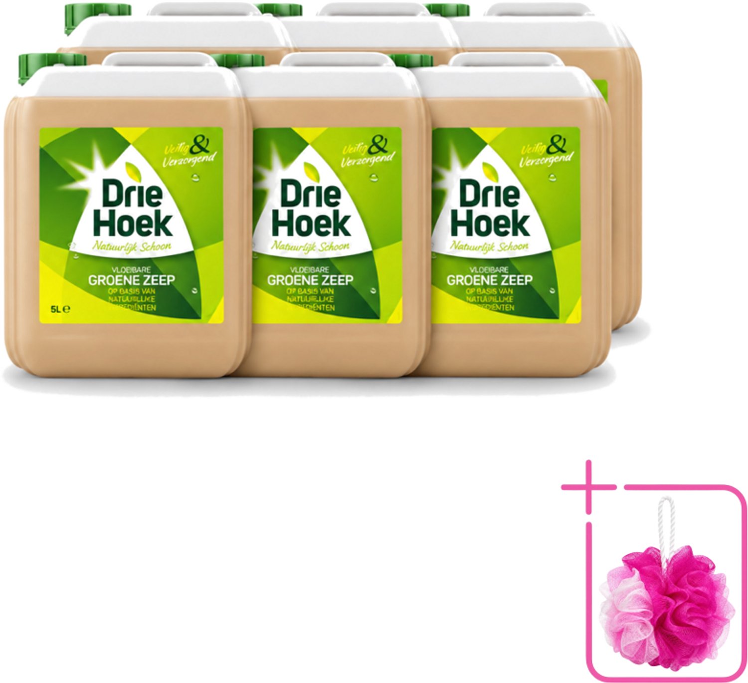 6 x Driehoek – Vloeibare Zeep – Groene Zeep – 5 liter - Bulkverpakking - Schoonmaken - Douchemop - Natuurlijke zeep