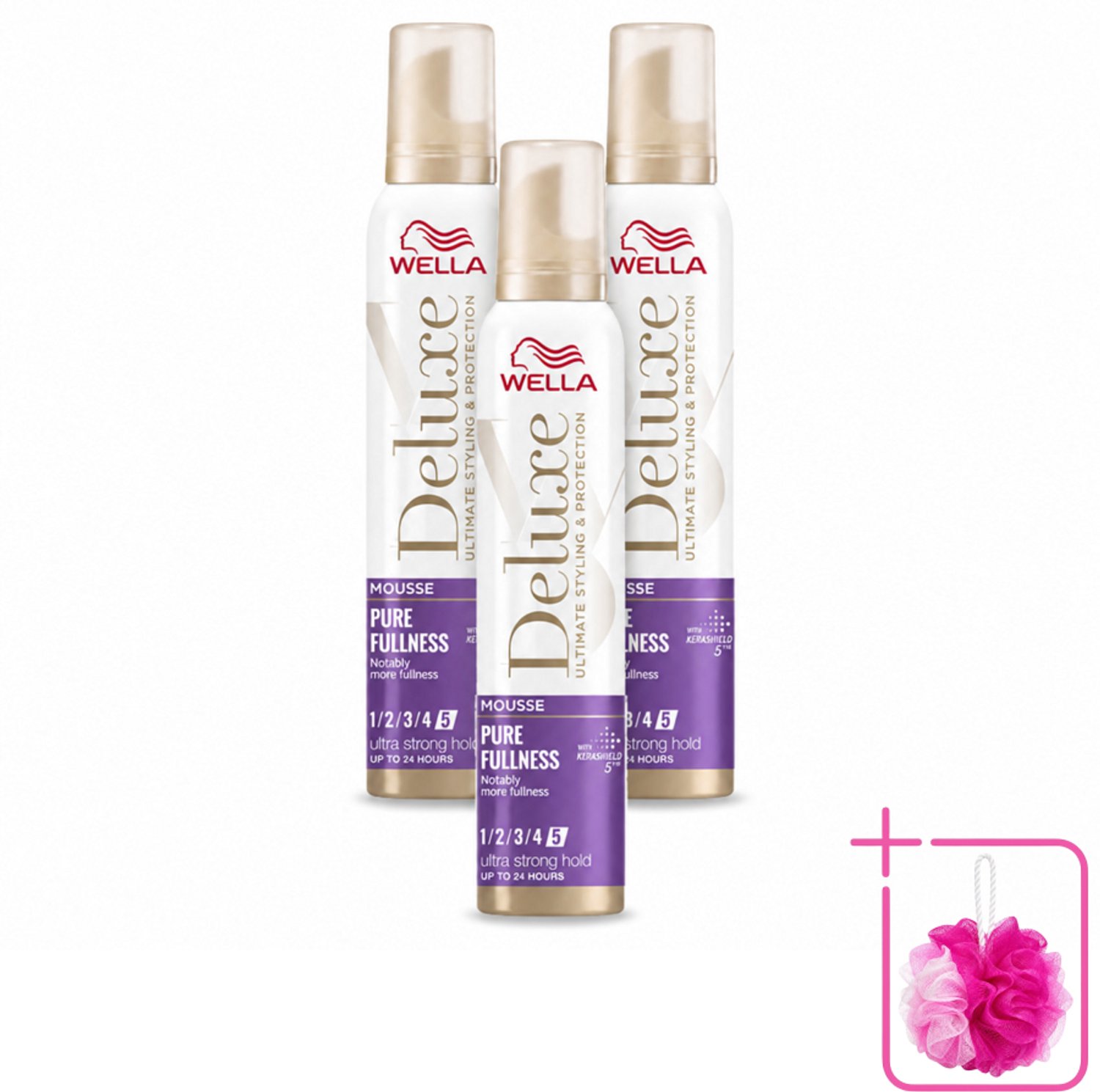 3 x Wella – Deluxe Pure Fullness – Haarmousse – 200 ml - Bulkverpakking - Haarmousse - Douchemop - Volume