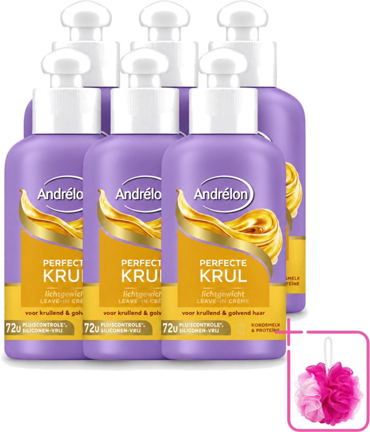 6 x Andrélon – Leave-In Crème – Perfecte Krul – 200 ml - Bulkverpakking - Krullen verzorgen - Douchemop - Krullen definiëren