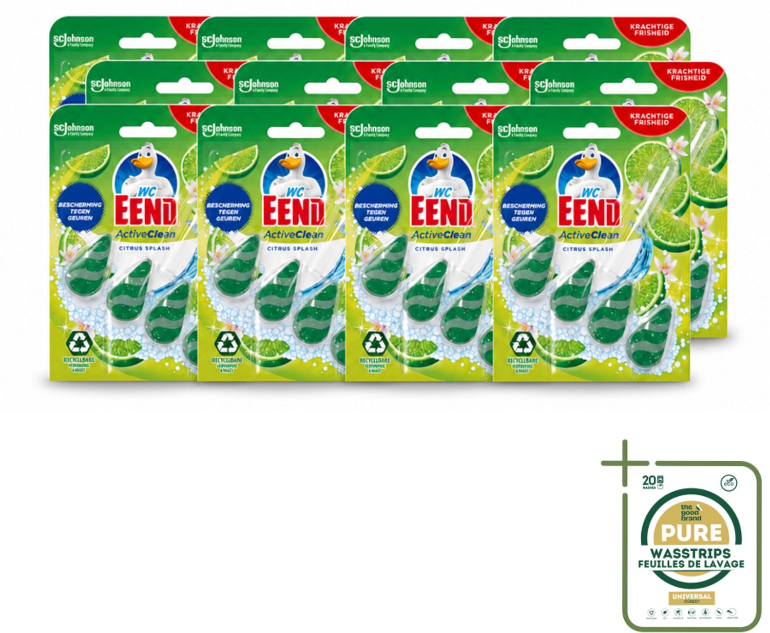 12 x WC Eend – Toiletblok – Active Clean – Citrus – 38 g - Wasstrips - Toiletblok - Toilet Reinigen - Toilet Schoonmaken - Toilet Blok - Toiletgeur
