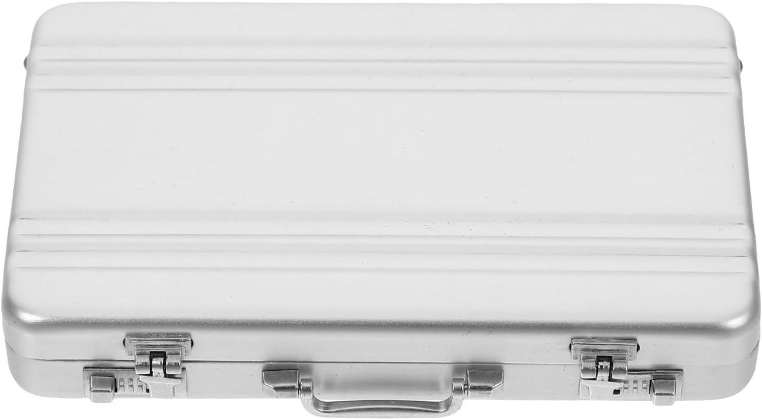 Draagbare Aluminium Visitekaartjeshouder Slijtvaste Kaarten Opbergdoos met Handvat Beschermende Praktische Naamkaart Organizer voor Kantoor Conferenties Zilveren Koffer