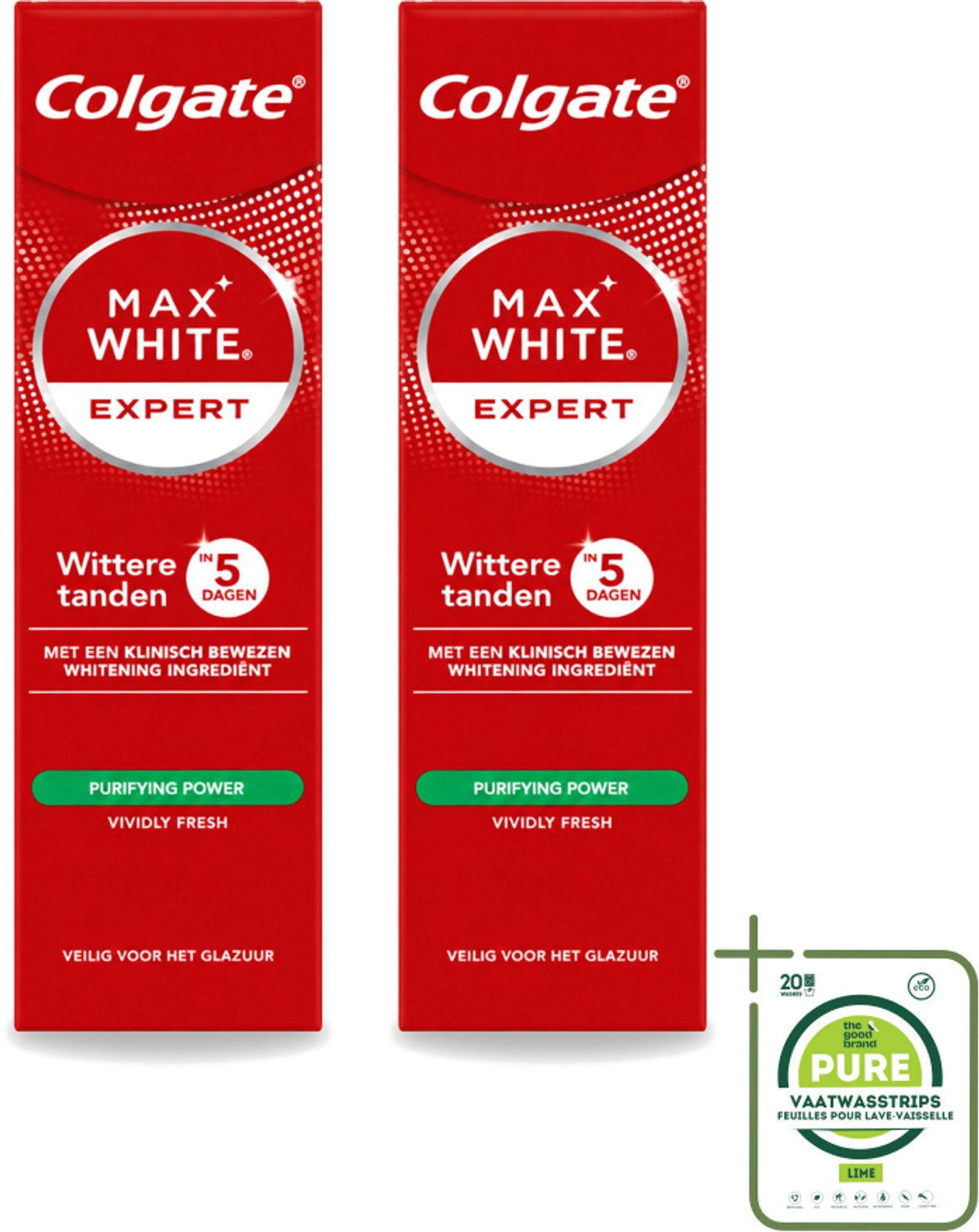 2 x Colgate – Max White Expert Purifying Power – Tandpasta – 75 ml - Grootverpakking - Vaatwasstrips - Tandpasta - Witte Tanden - Glimlach Verhelderen - Waterstofperoxide - Koffie En Thee Vlekken
