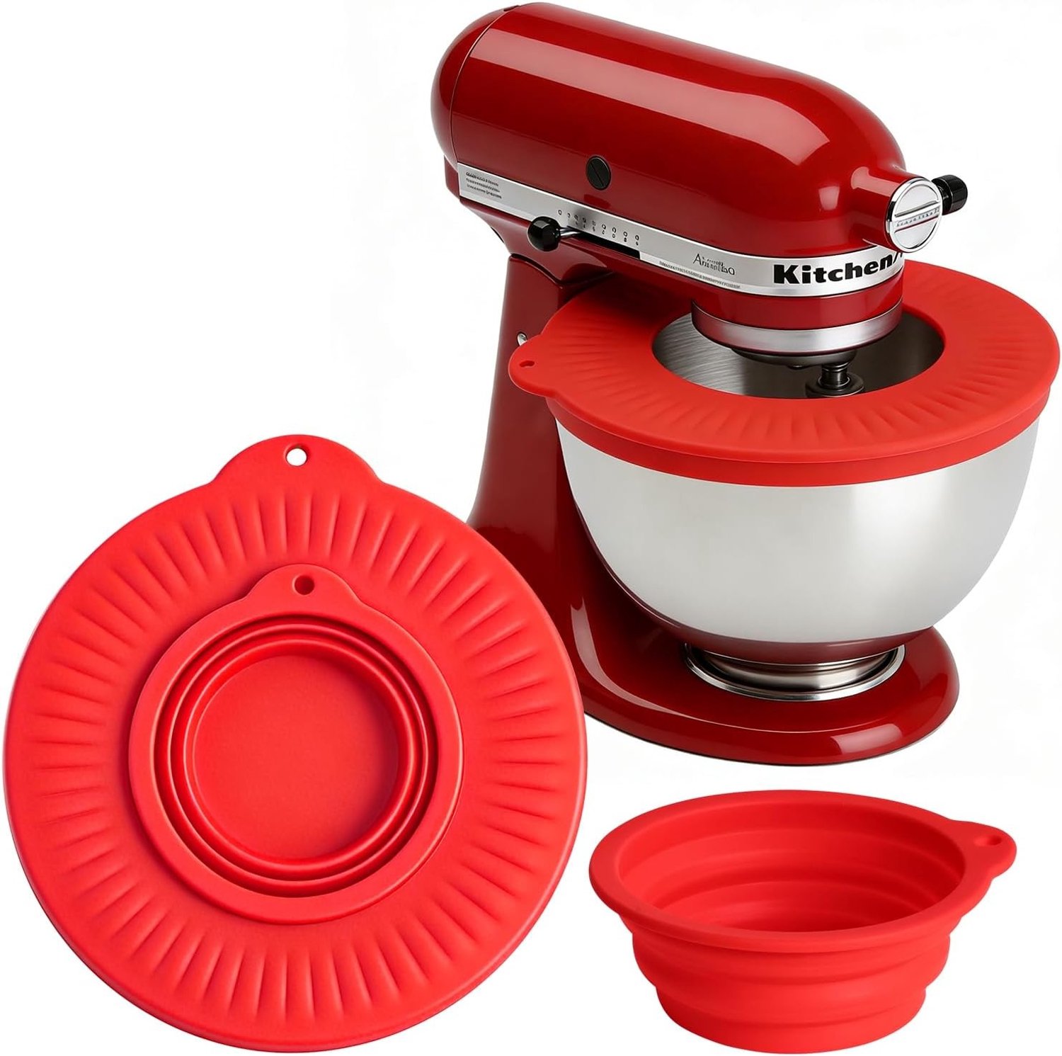 Siliconen Deksel voor Mengkom, Spatbescherming voor Mengkommen, Geschikt voor 4.5-5 Liter Keukenmixers, Voorkomt Spatten tijdens het Mengen en Koken