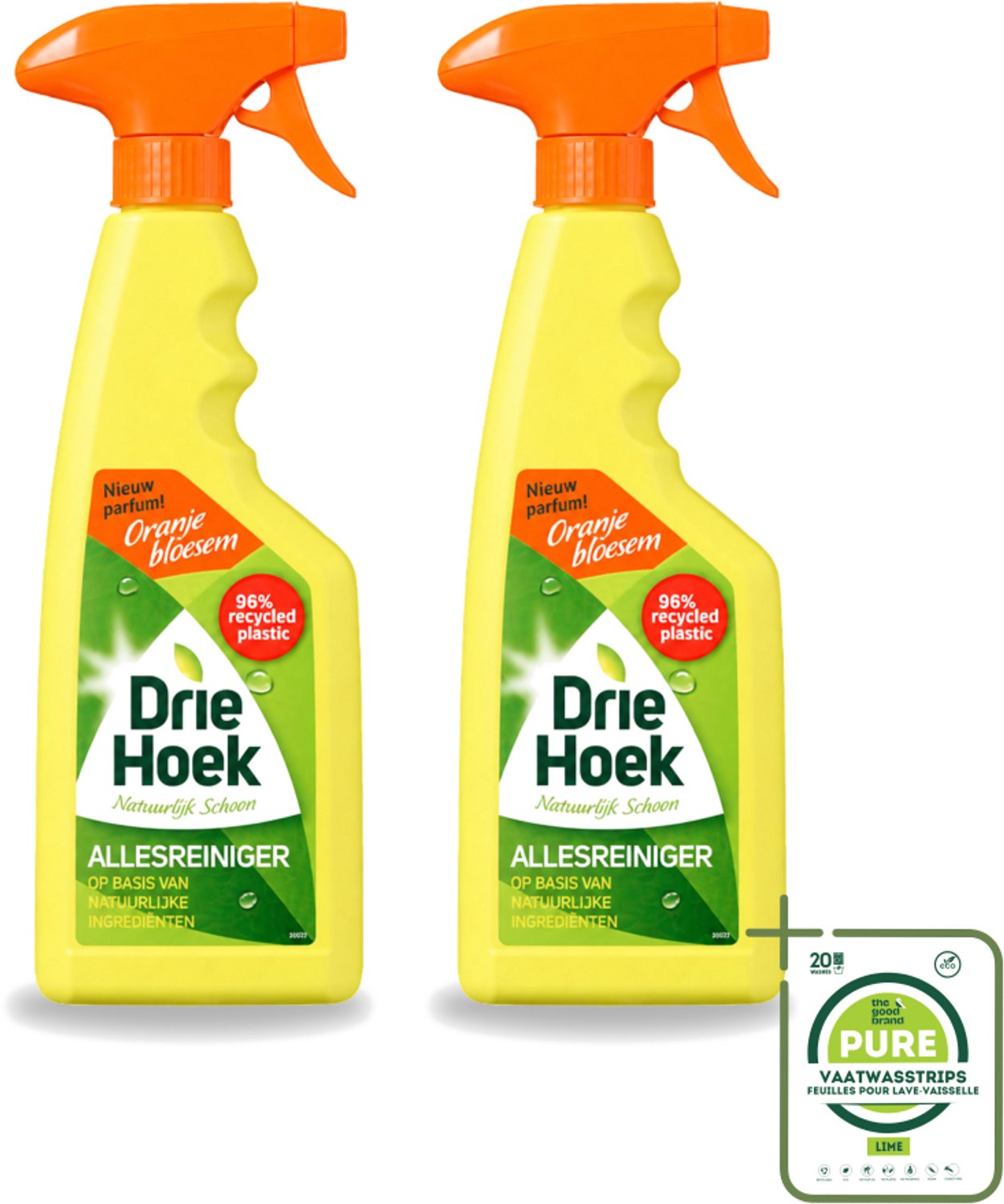 2 x Driehoek – Spray Allesreiniger – Oranjebloesem – 500 ml - Grootverpakking - Allesreiniger Spray - Reinigen - Hout Reinigen - Natuursteen Reinigen - Biologisch Afbreekbaar