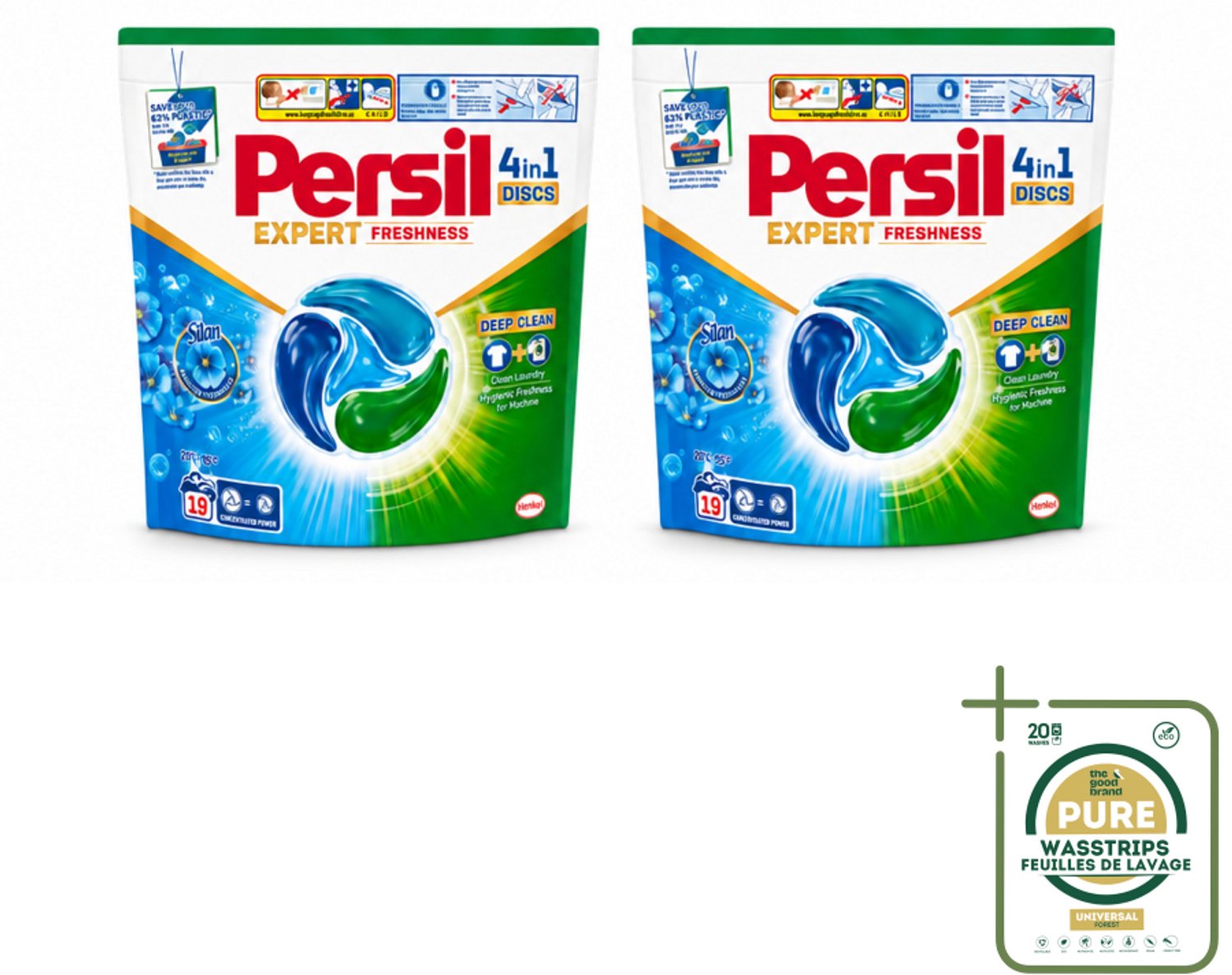 2 x Persil - Wasmiddel - Wasmiddelcapsules Freshness by Silan - Langdurige Frisheid - 19 wasbeurten - Wasstrips - Wasmiddelcapsules - Frisheid - Diepe Reiniging - Wasmachine - Wasmiddel