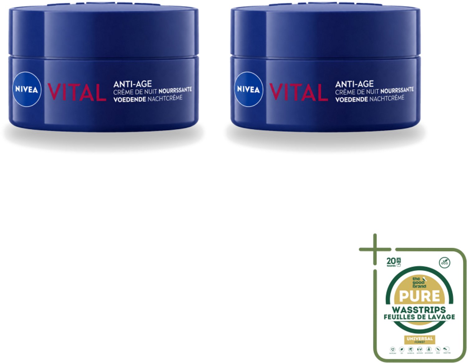 2 x NIVEA - Nachtcrème - VITAL Anti-Rimpel Herstellend - Voor rijpe huid - Met Vitamine F, Teunisbloemolie & Calcium - 50 ml - Wasstrips - Anti-rimpel Crème - Nachtcrème Voor Rijpe Huid - Huidherstel Crème - Vitamine F Crème - Teunisbloemolie Crème
