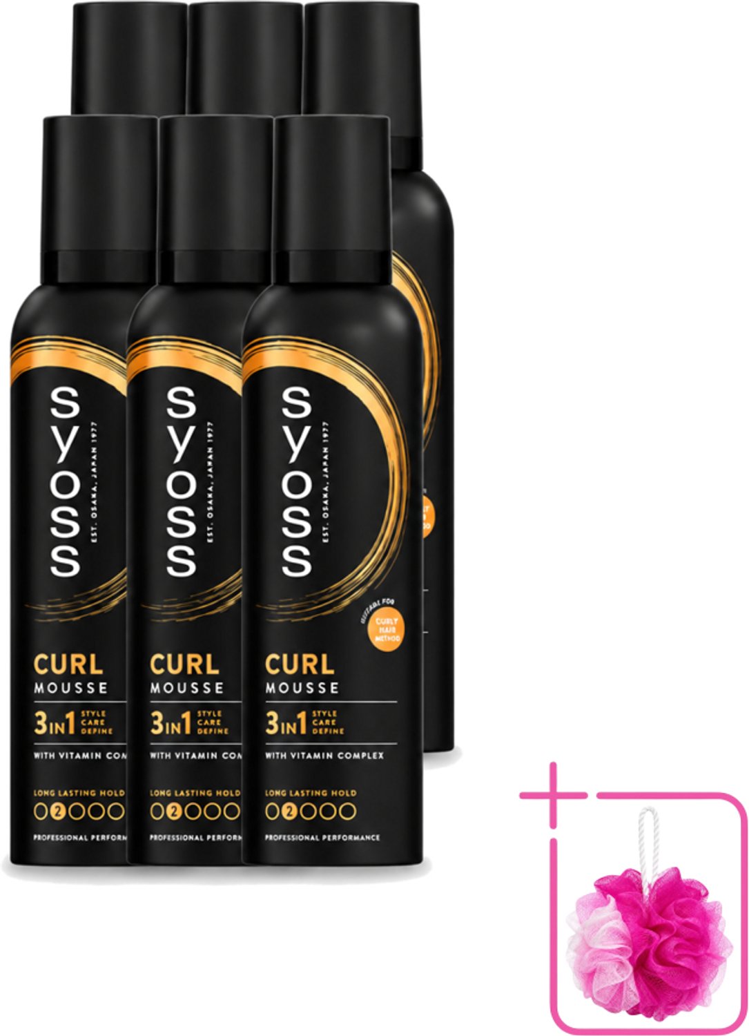 6 x Syoss - Curl - Haarmousse - Anti-Pluis & Bounce - 250 ml - Bulkverpakking - Krullen - Douchemop - Haarmousse