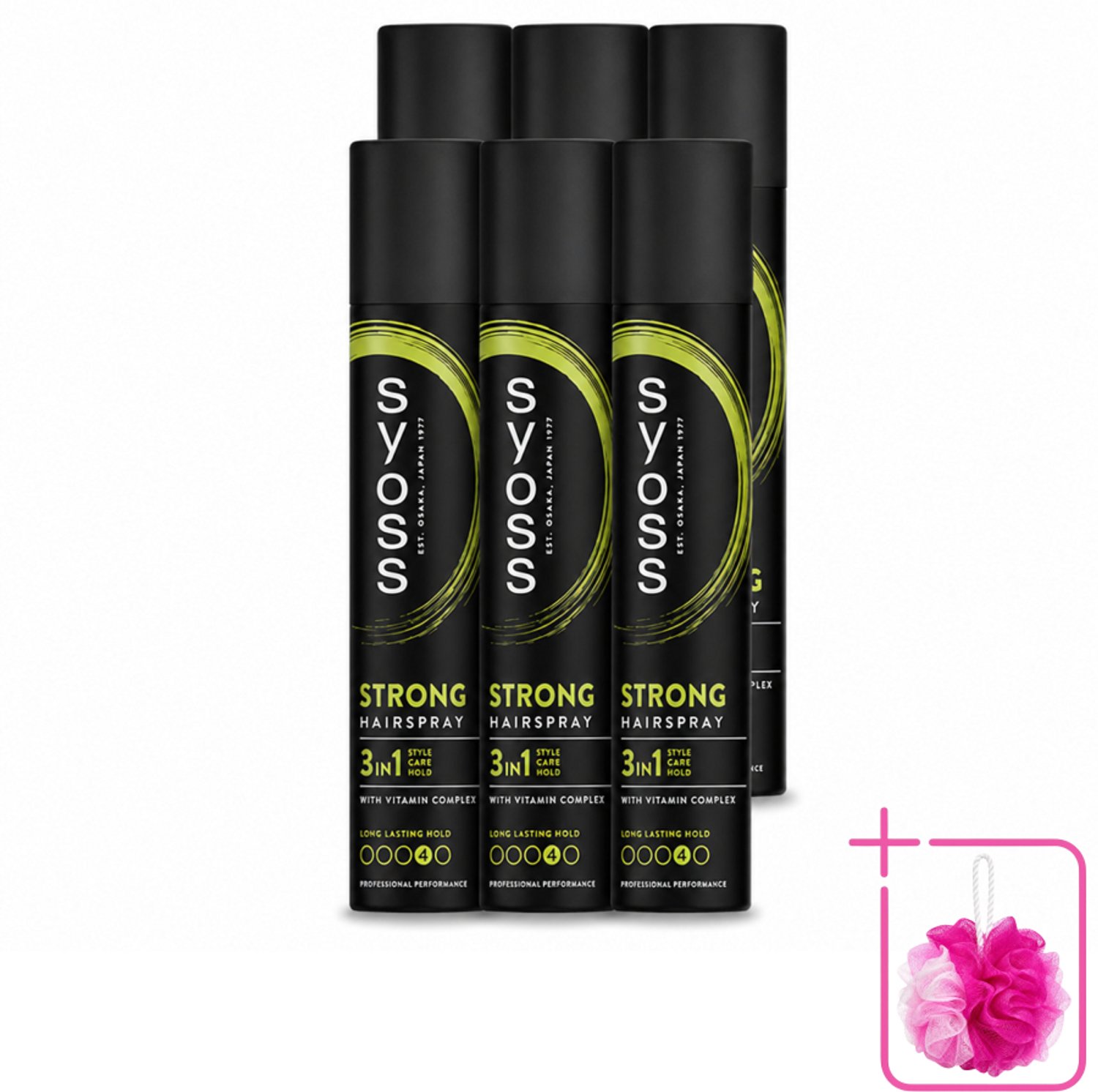 6 x Syoss - Strong Hold - Haarspray - Sterke Fixatie - 300 ml - Bulkverpakking - Haarspray - Douchemop - Sterk houden