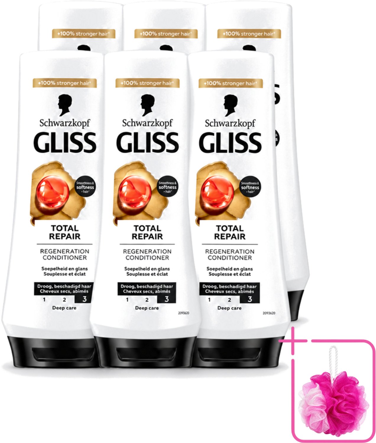 6 x Gliss - Hair Repair - Conditioner voor Totaal Herstel - 200 ml - Bulkverpakking - Haarherstel - Douchemop - Droog haar