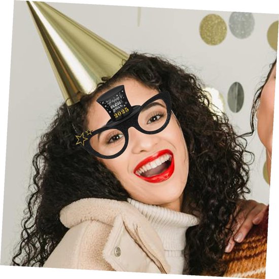 3 Stuks Delige Feestbril met Glinsterende Kattenoogframes in Zilver Goud Zwart Lichtgewicht voor Nieuwjaarsvieringen Fotohokjes Feestdecoratie — afbeelding 3