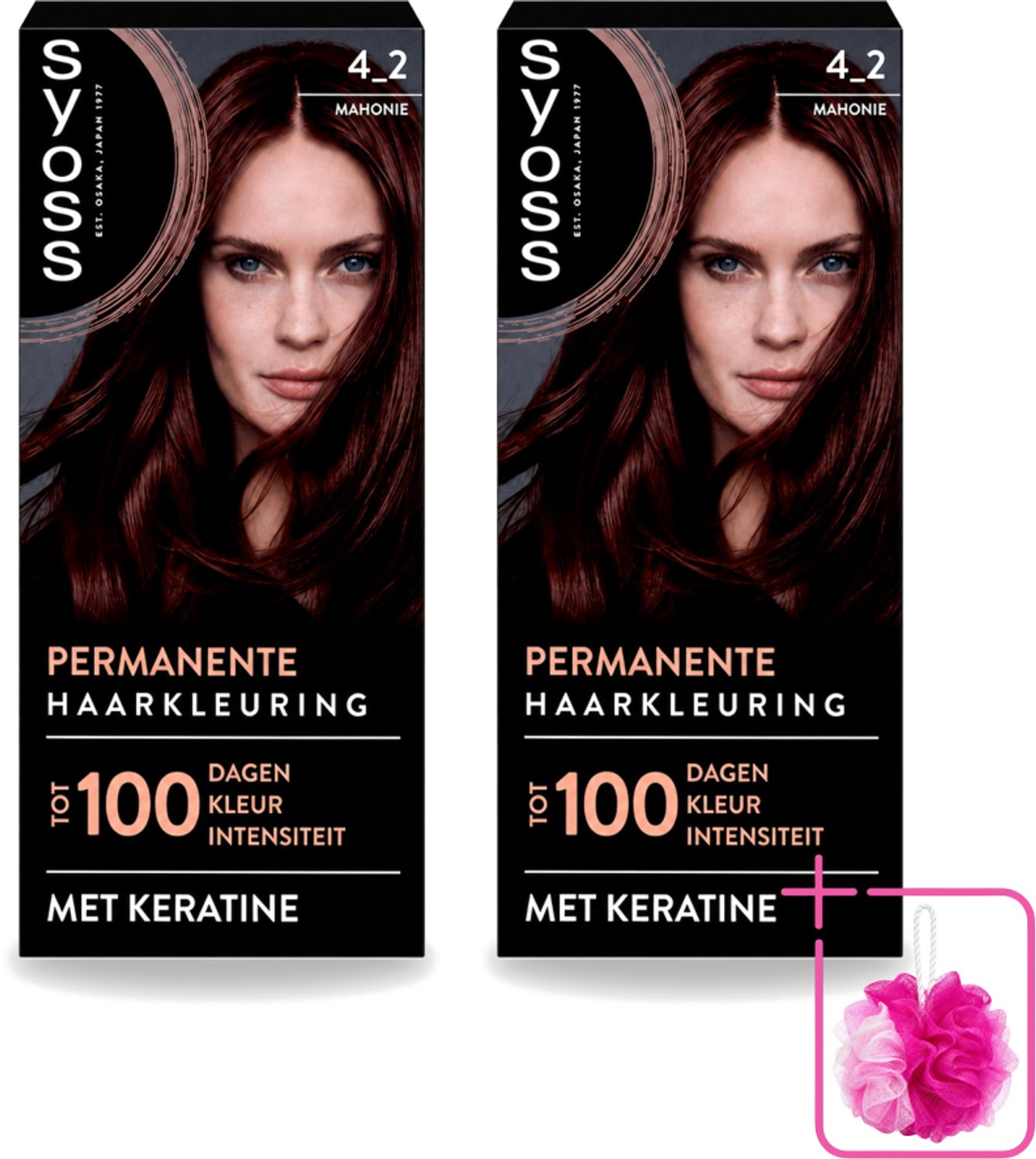2 x SYOSS - Coloration 4-2 Mahonie - Haarverf - Grijsdekking - Vermindert Haarbreuk - Bulkverpakking - Haarkleuring - Douchemop - Permanente haarkleuring