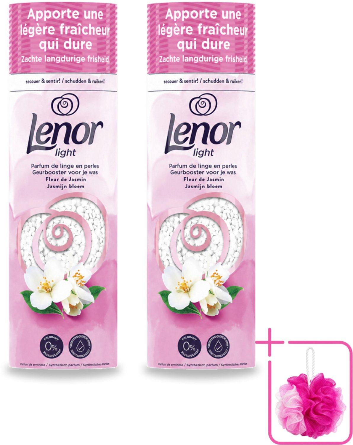 2 x Lenor Light - Geurbooster - Jasmijn - Non-Stop Frisheid - 19 Wasbeurten - Bulkverpakking - Wasgeur - Douchemop - Zijdebloesem
