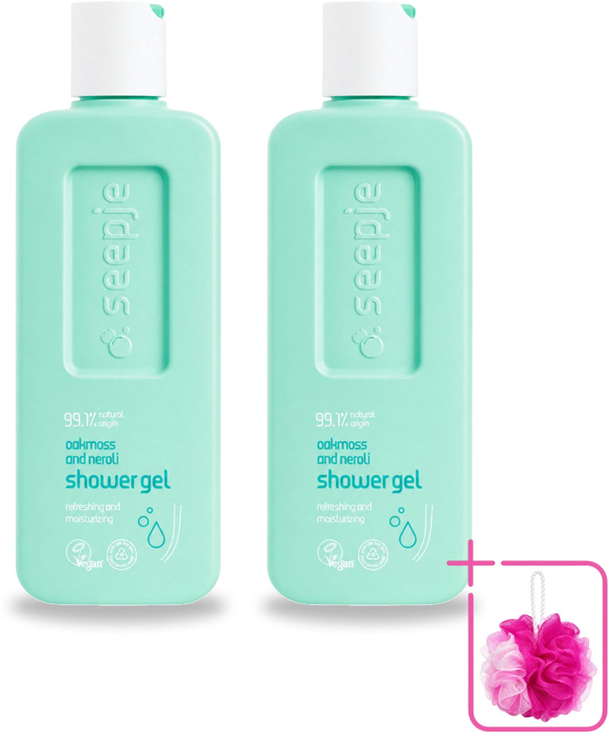 2 x Seepje - Douchegel - Hydraterend & Verfrissend - Eikenmos en Neroli - 300 ml - Bulkverpakking - Douchegel - Douchemop - Natuurlijke douchegel