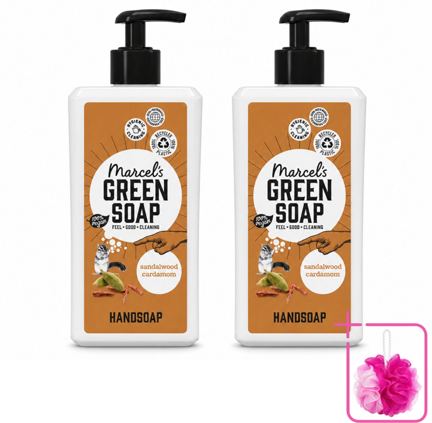 2 x Marcel's Green Soap - Handzeep - Sandelhout & Kardemom - Voor dagelijks gebruik - 500 ml - Bulkverpakking - Handzeep - Douchemop - Natuurlijke handzeep