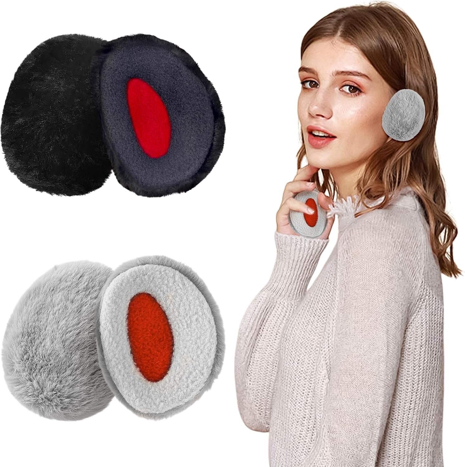 2 paar oorbeschermers voor dames en heren, koude oorbeschermers, zacht en warm, zonder hoofdband, comfortabel voor de winter