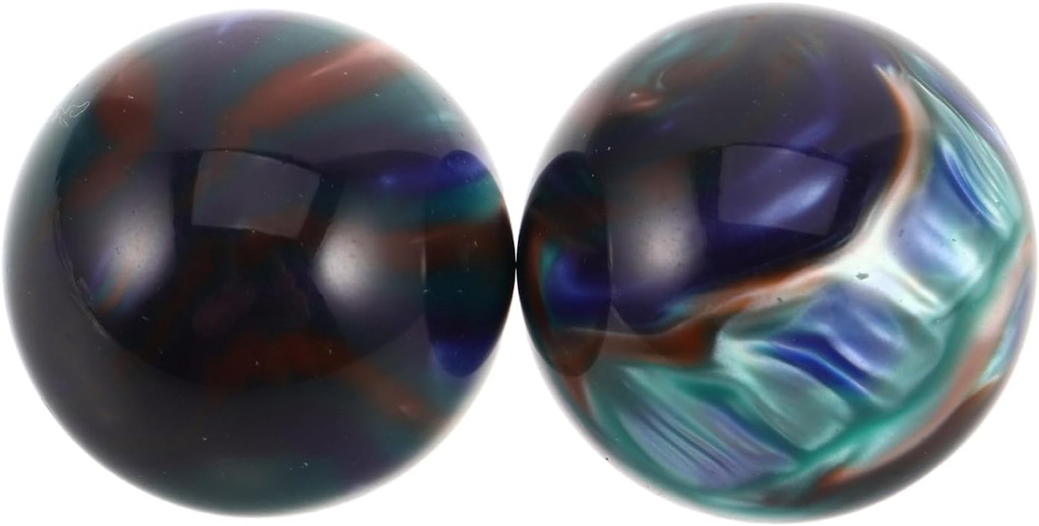 1 paar Baoding-ballen voor handtherapie - 5 cm grote handballen van hars met marmerstructuur voor meditatie en polsversterking, geschikt voor thuisgebruik en ouderen.