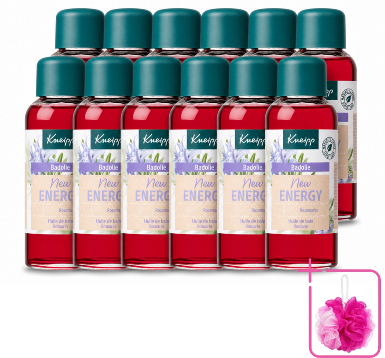12 x Kneipp - Badolie - Rozemarijn - Voor nieuwe energie - 100 ml - Bulkverpakking - Badolie - Douchemop - Energie