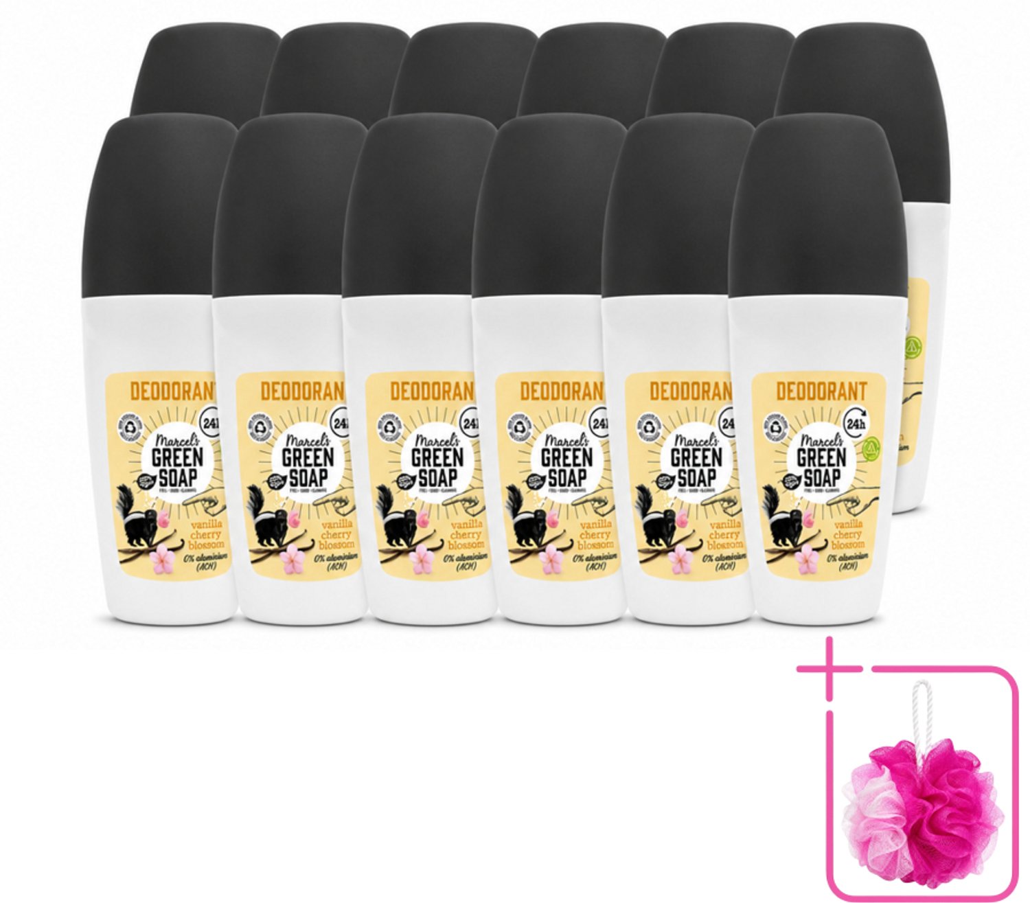 12 x Marcel's Green Soap - Deodorant Roller - Vanilla & Cherryblossom - Langdurige frisheid - 50 ml - Bulkverpakking - Deodorant - Geur