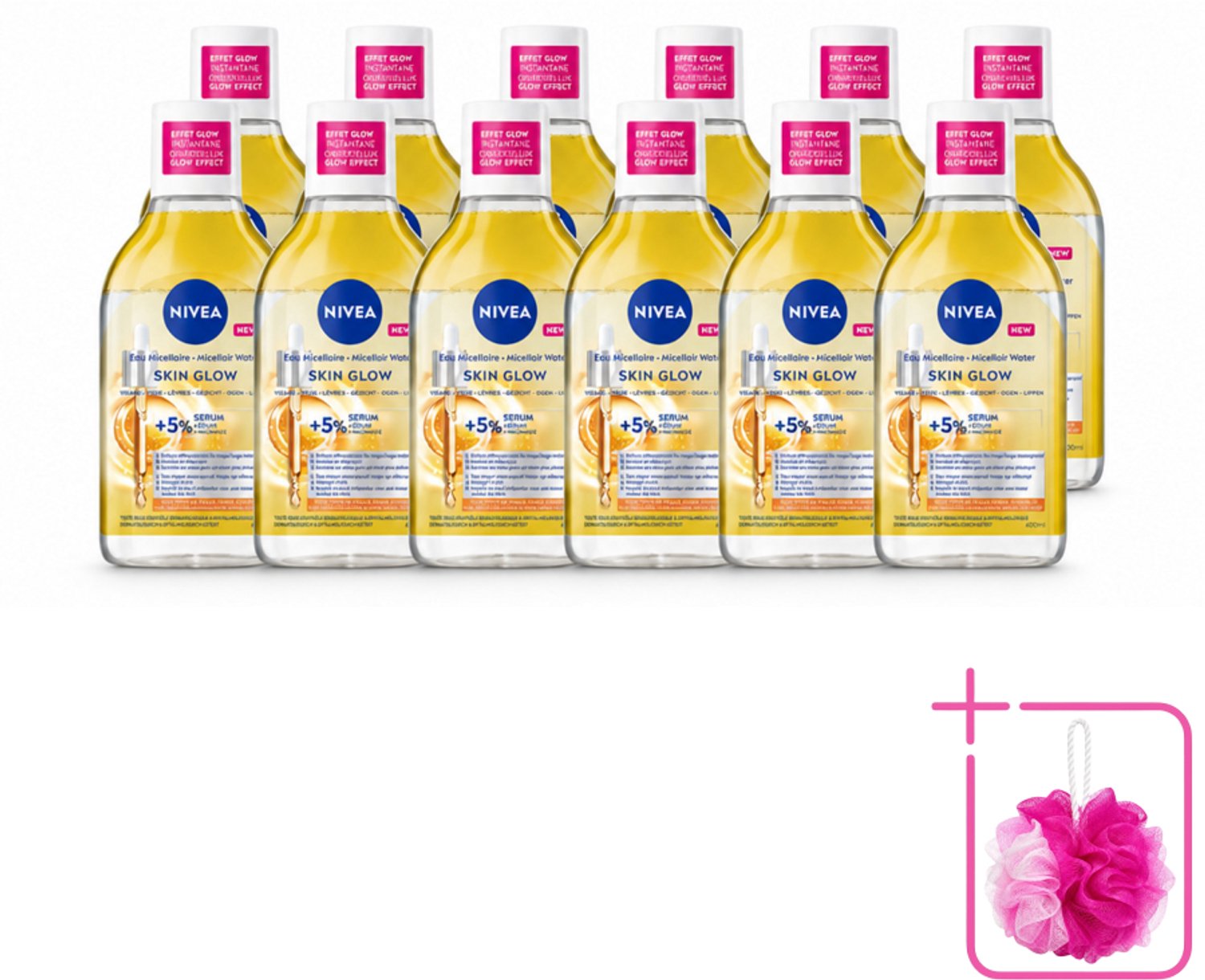12 x NIVEA - Micellair Water - Serum Verrijkt Stralend - Verwijdert Waterbestendige Make-up - 400 ml - Bulkverpakking - Micellair water - Douchemop - Reinigen