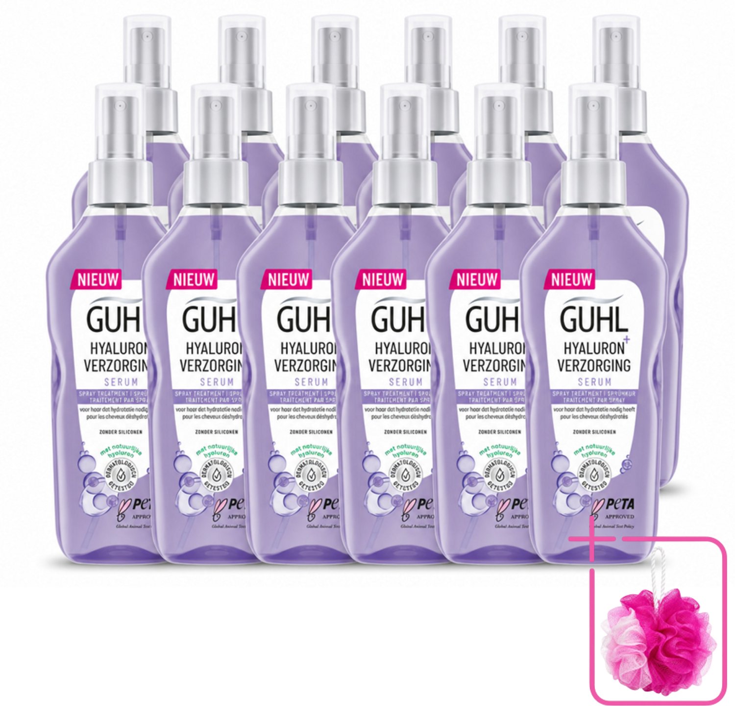 12 x Guhl - Spray - Hyaluron Verzorging - 150 ml - Bulkverpakking - Haarhydratatie - Douchemop - Hyaluronzuur