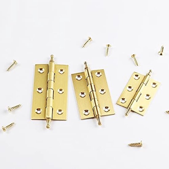 5 stuks geborsteld messing decoratieve kast kastdeur butt scharnieren goud (maat: 75 mm) — afbeelding 2