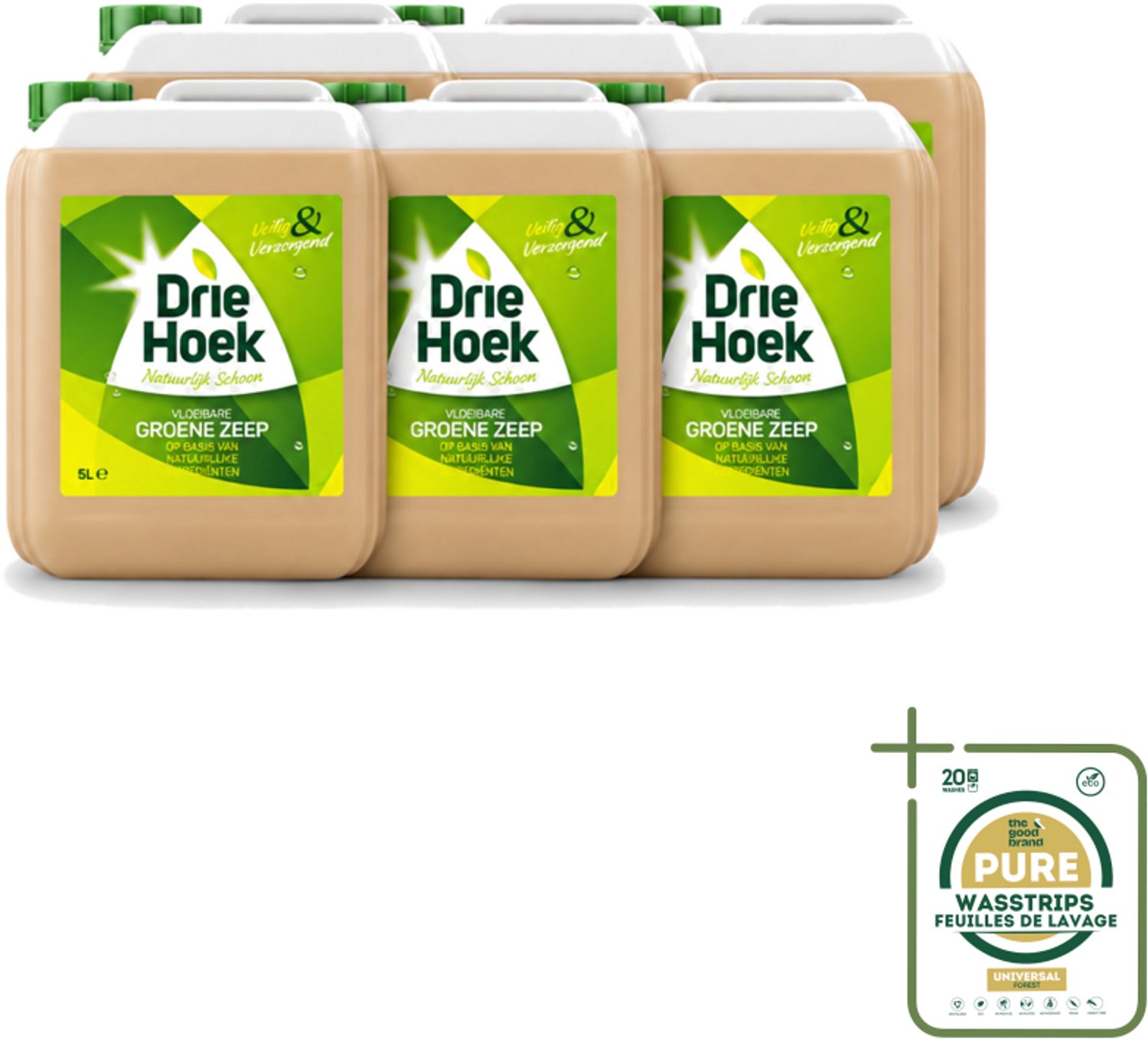 6 x Driehoek – Vloeibare Zeep – Groene Zeep – 5 liter - Wasstrips - Vloeibare Zeep - Natuurlijke Schoonmaak - Reinigen Textiel - Reinigen Vloer - Reinigen Badkamer