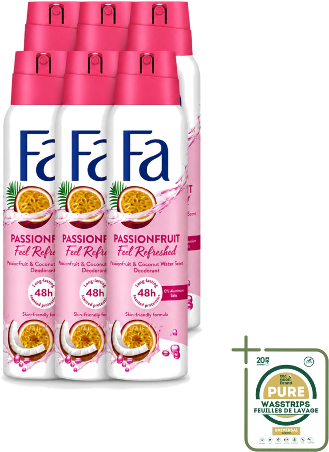 6 x Fa – Deodorant Spray – Passion Fruit – 150 ml - Deodorant Spray - Zweetvermindering - Geurpassievrucht - Frisheid - Huidbescherming