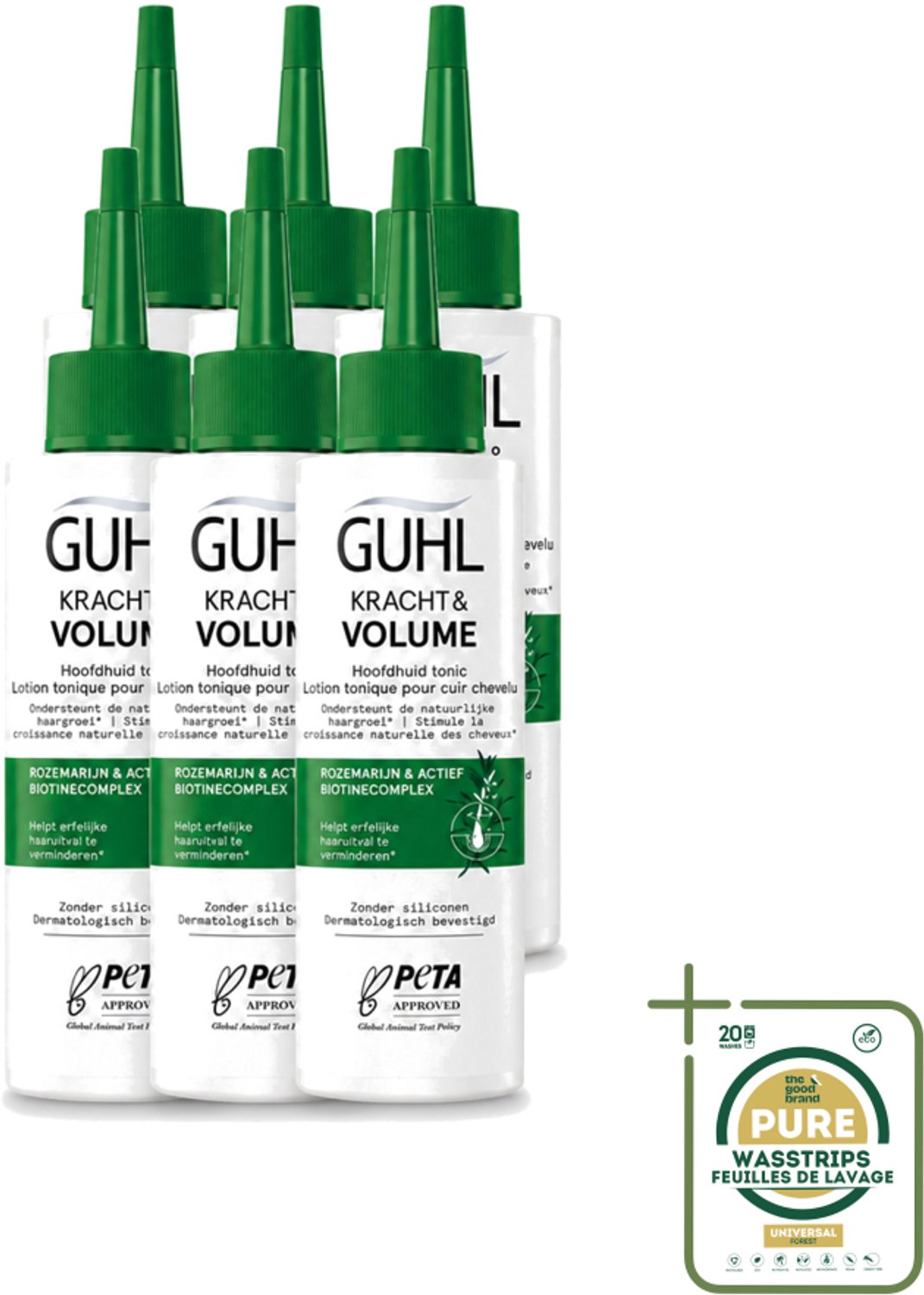 6 x Guhl – Scalp Tonic – Kracht & Volume – 125 ml - Wasstrips - Haaruitval - Haargroei - Haar Stimuleren - Hoofdhuid Tonic - Krachtig Haar