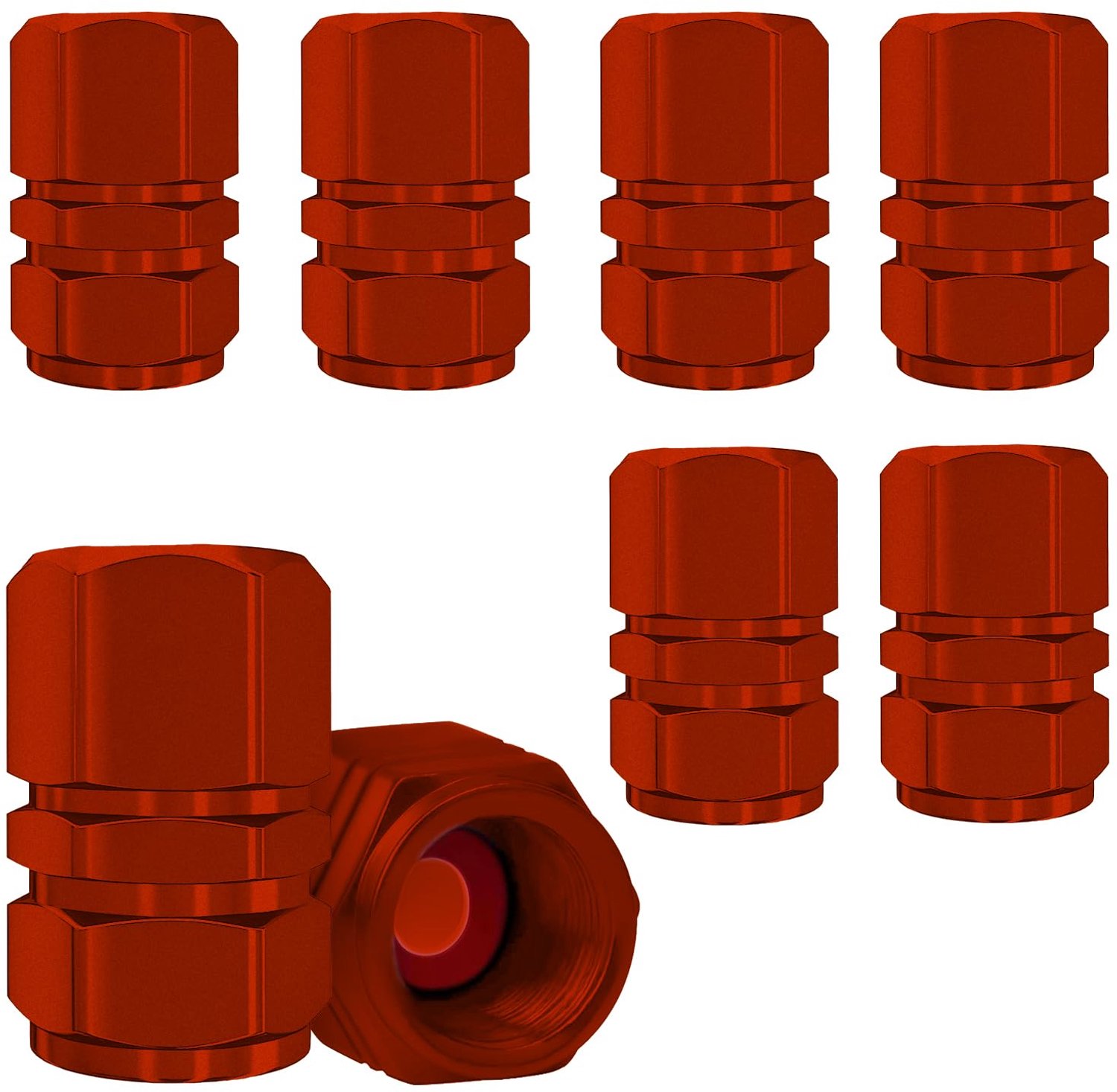 Ventieldoppen 8 stuks - aluminium - rood - universeel voor auto, motor, fiets, vrachtwagen, SUV, scooter - ShopVlot