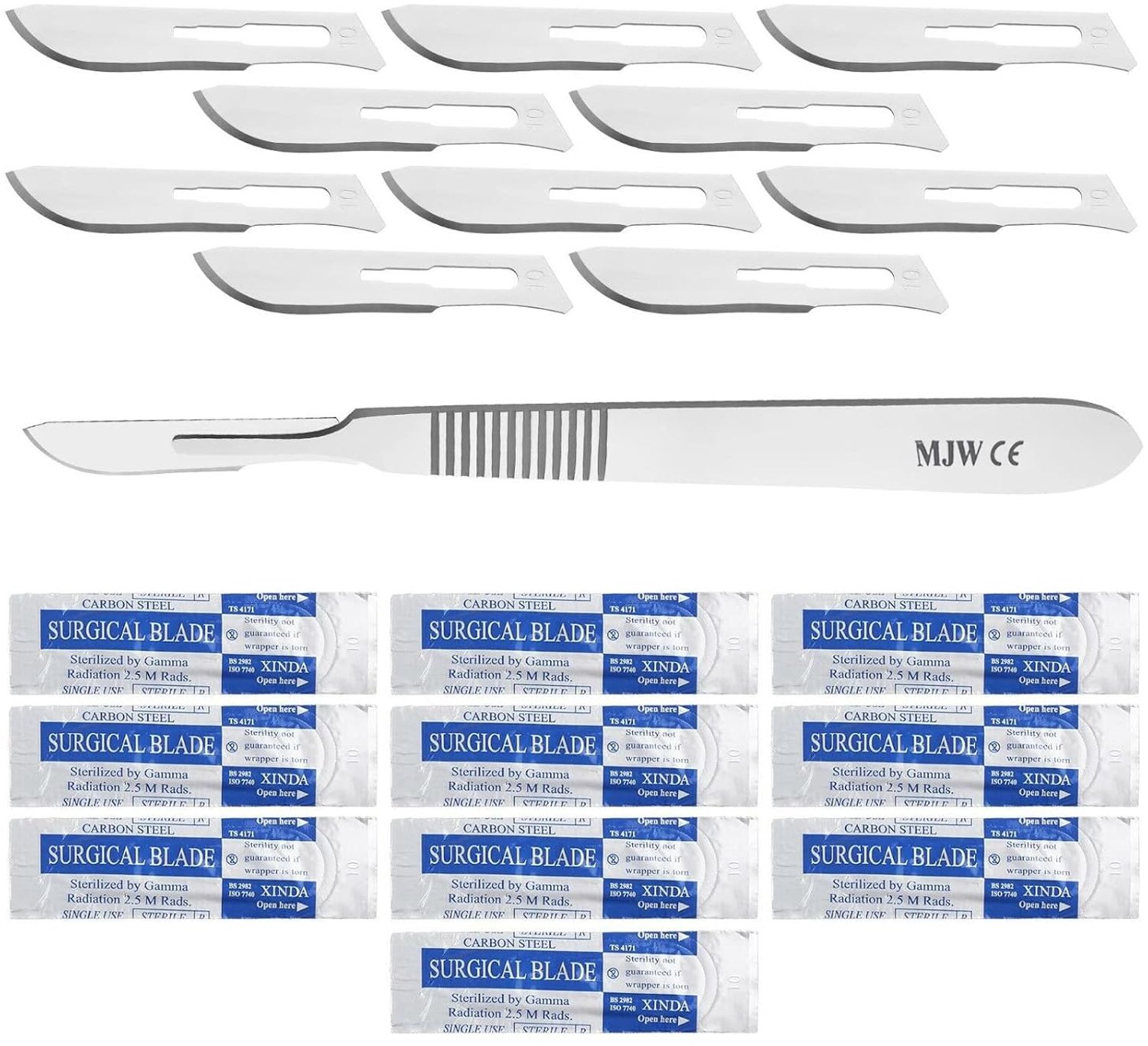10pcs Scalpel Blades #10 with Scalpel Handle No.3 Suitable for Surgical, Sign, Craft, Card Making Cutter, Podivering, Dental