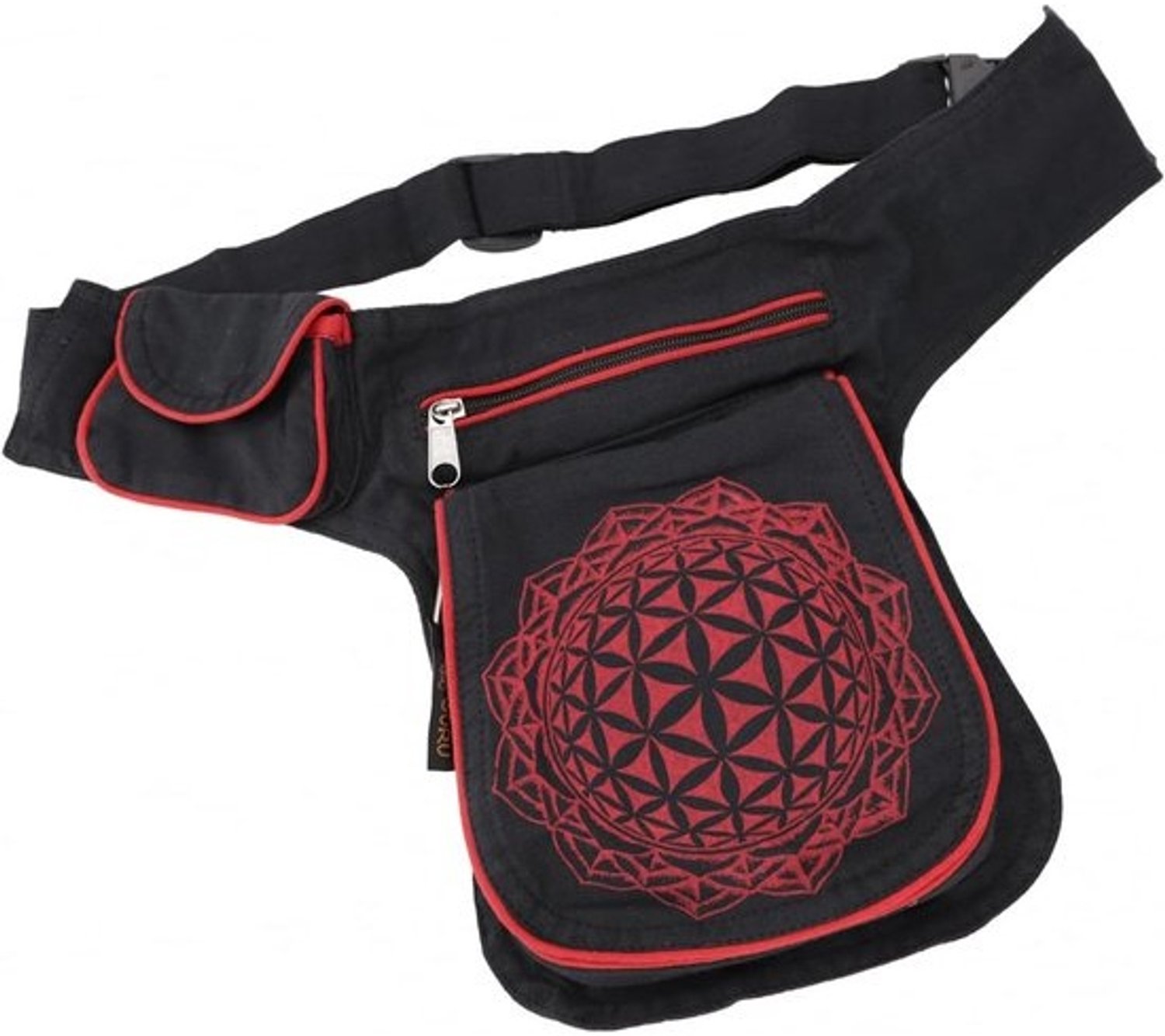 Bohemian stoffen heuptas - sling bag - Festival tas - voor mannen en vrouwen - olijfgroen