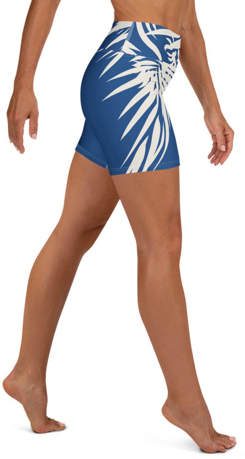 Sport Short - design Tiger Power Up - High Waist - Dry Fit - High Performance - 4way stretch - UPF 50+ - Hardloop - Yoga - Fitness - Dans - Pilates - Training - Korte Broek - dames- klassiekblauw wit - maat XS — afbeelding 4
