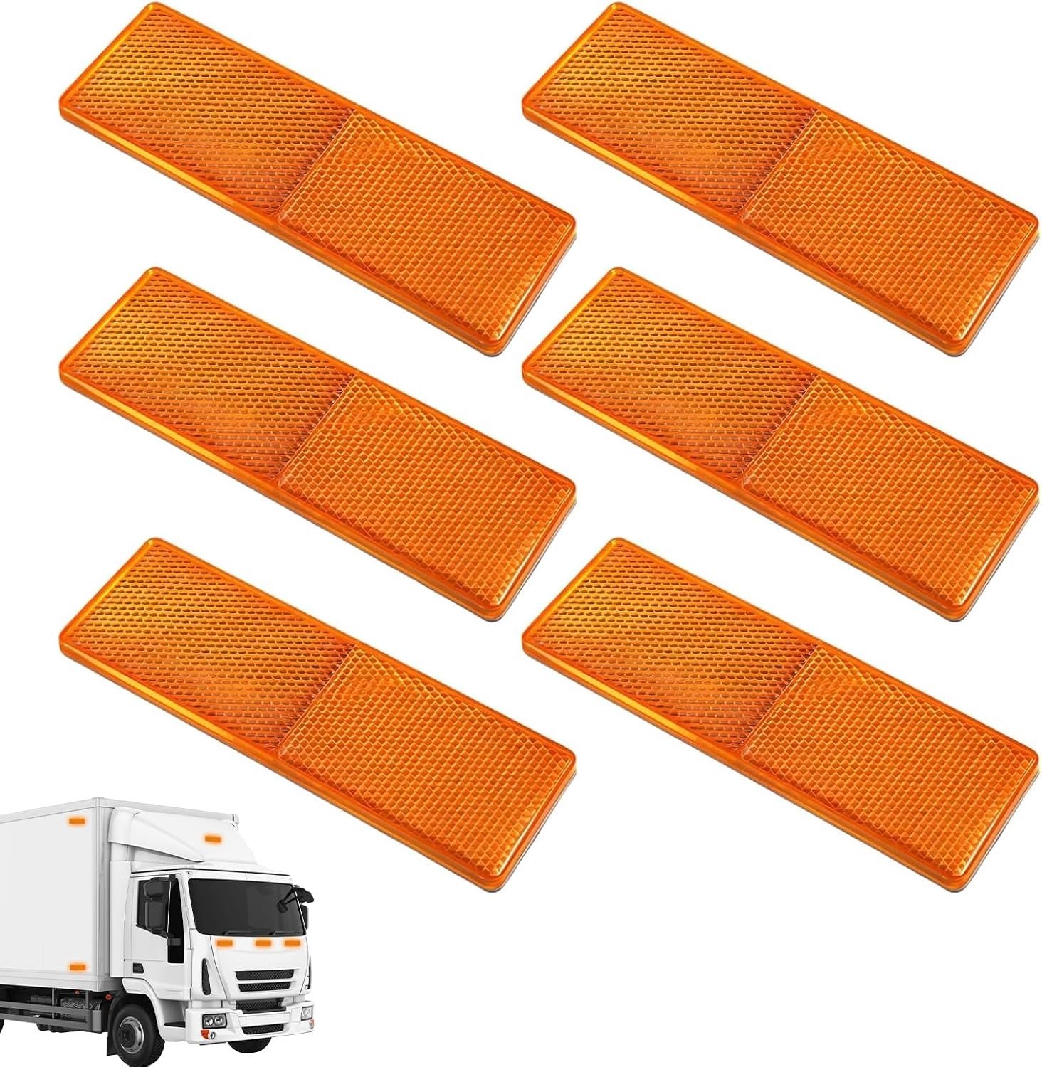 Geel reflectorset van 6 stuks, zelfklevend, 148x48mm voor aanhangwagen en caravan, veilig en duurzaam