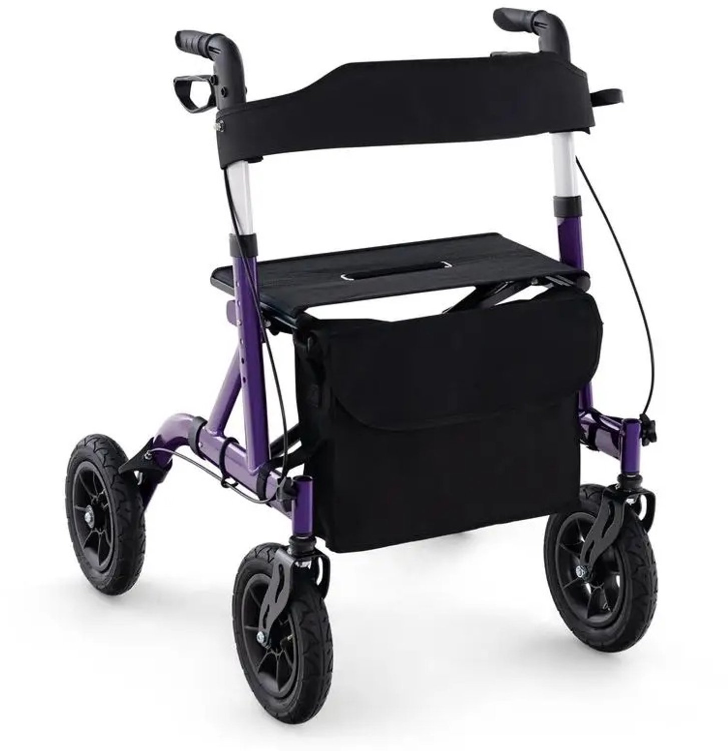 DeltaMerch Rollator - Incl. zitting - Opvouwbaar - Lichtgewicht - Verstelbare Handgrepen - All-Terrain Wielen - Tot 136 kg - Paars