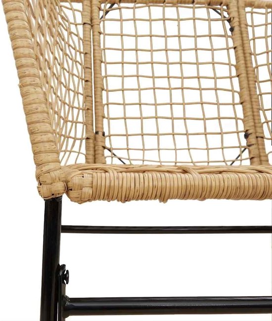 poly rattan poederstalen frame buiten eethoek bruin 140x70x74 cm — afbeelding 3